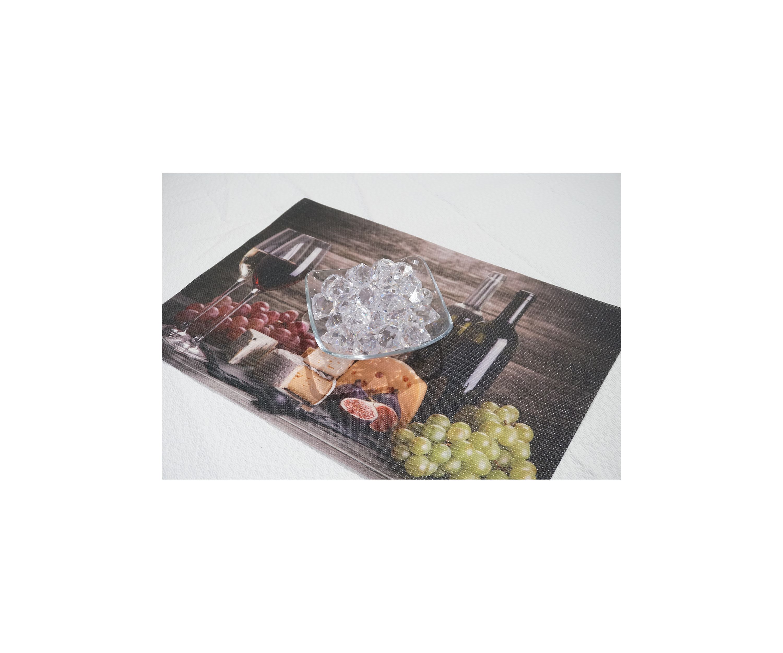 Wine and Grapes Print Textilene Set of 4 Placemats