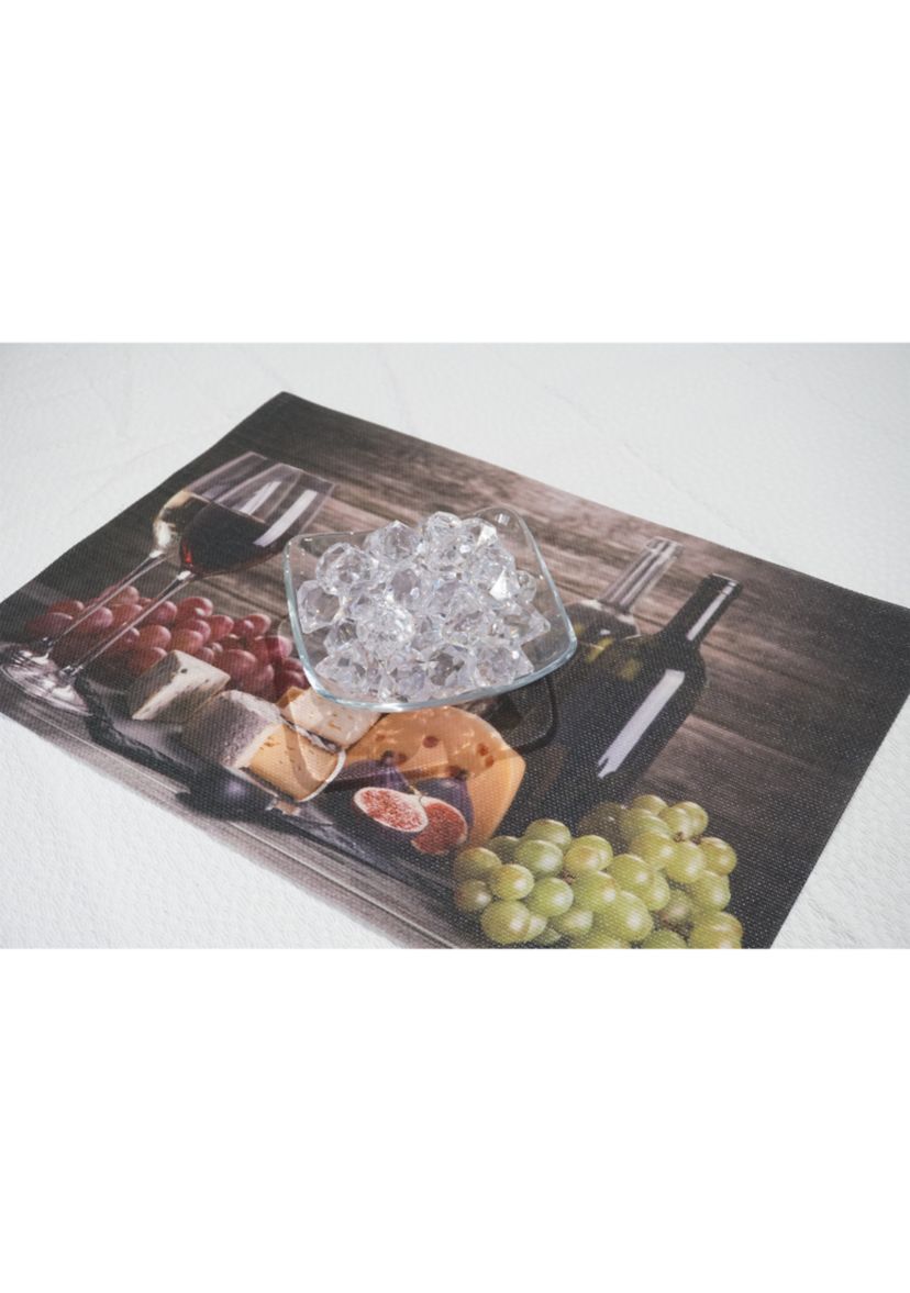 Wine and Grapes Print Textilene Set of 4 Placemats