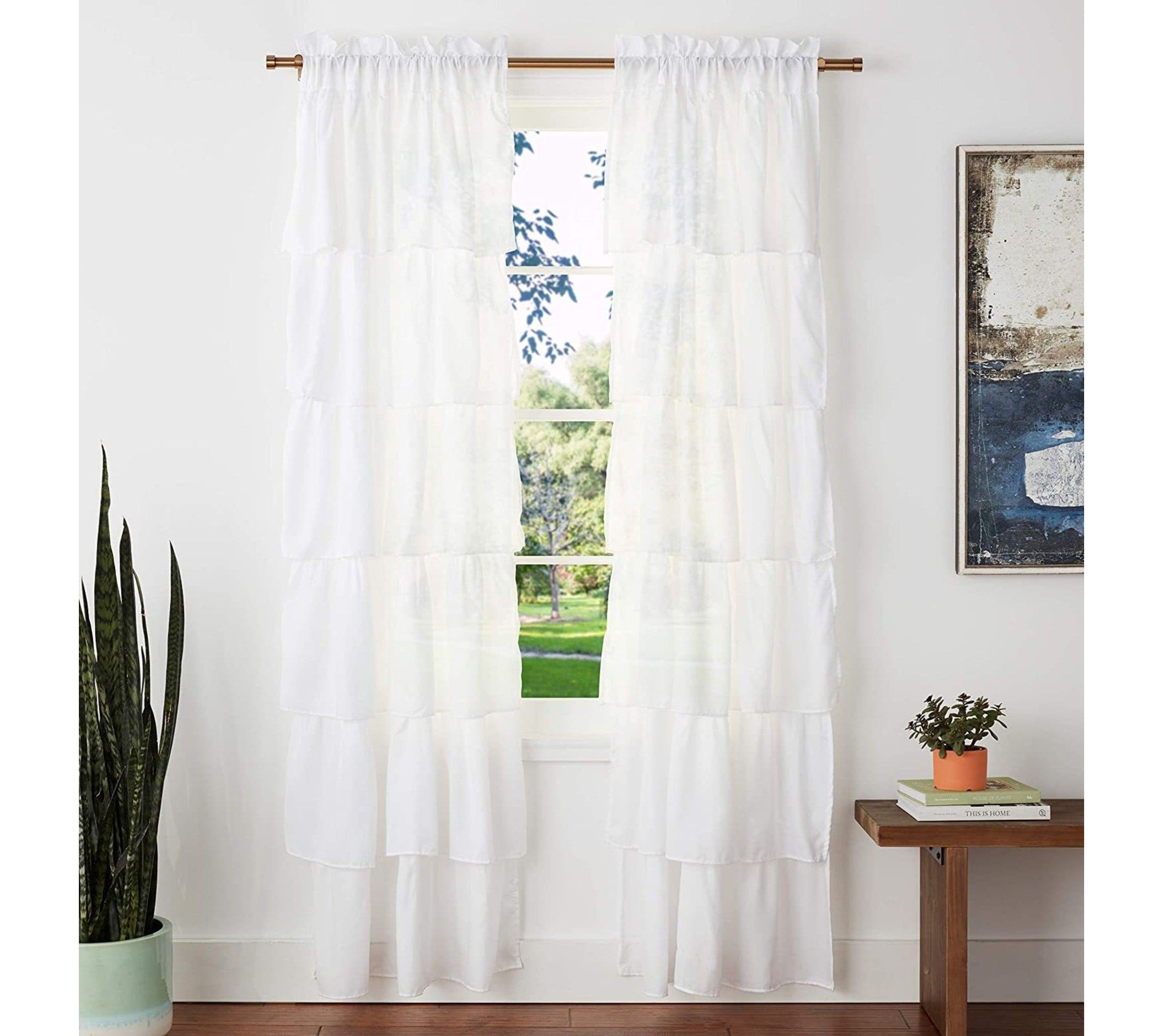Carnival Pleated Ruffles Rod Pocket Light Filtering Window Panel Pair