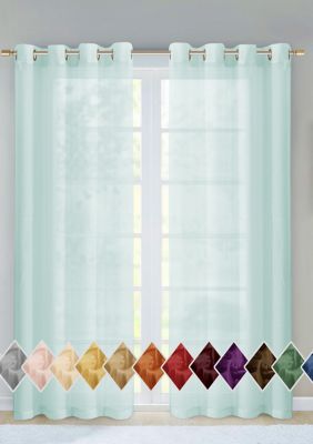 Dainty Home Malibu Solid Color Semi-Sheer Extra Wide Grommet Panel Pair Window Curtains 2 Panels 54" x 84ï¿½ï¿½ï¿½, 84 in