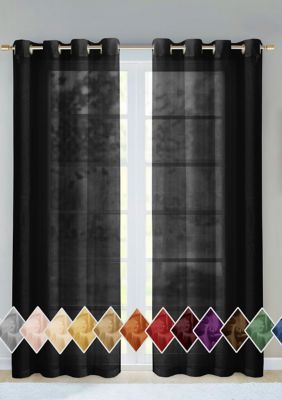 Dainty Home Malibu Solid Color Semi-Sheer Extra Wide Grommet Panel Pair Window Curtains 2 Panels 54" x 84ï¿½ï¿½ï¿½, Black, 84 in
