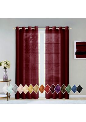 Dainty Home Malibu Solid Color Semi-Sheer Extra Wide Grommet Panel Pair Window Curtains 2 Panels 54" x 84ï¿½ï¿½ï¿½, Burgundy, 84 in