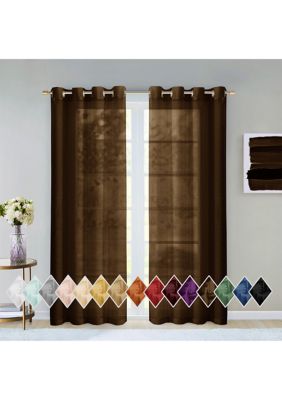 Dainty Home Malibu Solid Color Semi-Sheer Extra Wide Grommet Panel Pair Window Curtains 2 Panels 54" x 84ï¿½ï¿½ï¿½, Brown, 84 in