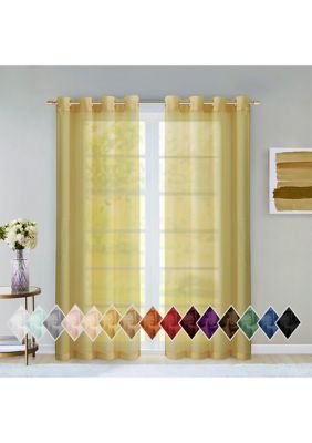 Dainty Home Malibu Solid Color Semi-Sheer Extra Wide Grommet Panel Pair Window Curtains 2 Panels 54" x 84ï¿½ï¿½ï¿½, Gold, 84 in