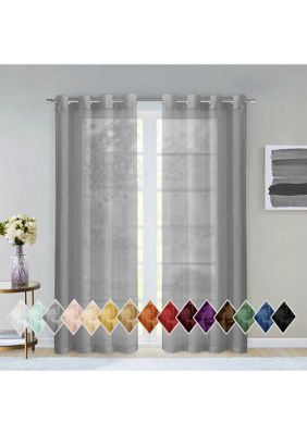 Dainty Home Malibu Solid Color Semi-Sheer Extra Wide Grommet Panel Pair Window Curtains 2 Panels 54" x 84ï¿½ï¿½ï¿½, Silver, 84 in