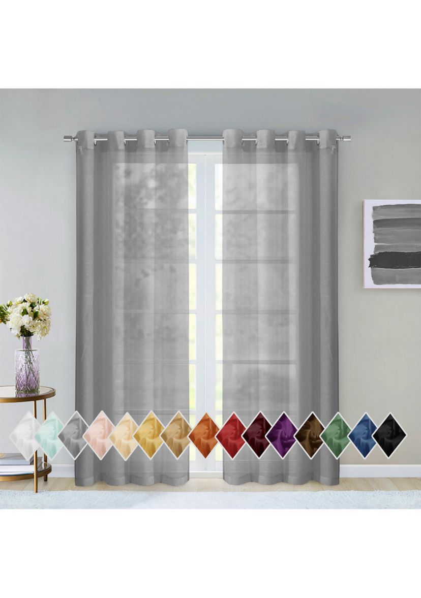 Malibu Solid Color Semi-Sheer Extra Wide Grommet Panel Pair Window Curtains 108" x 84”