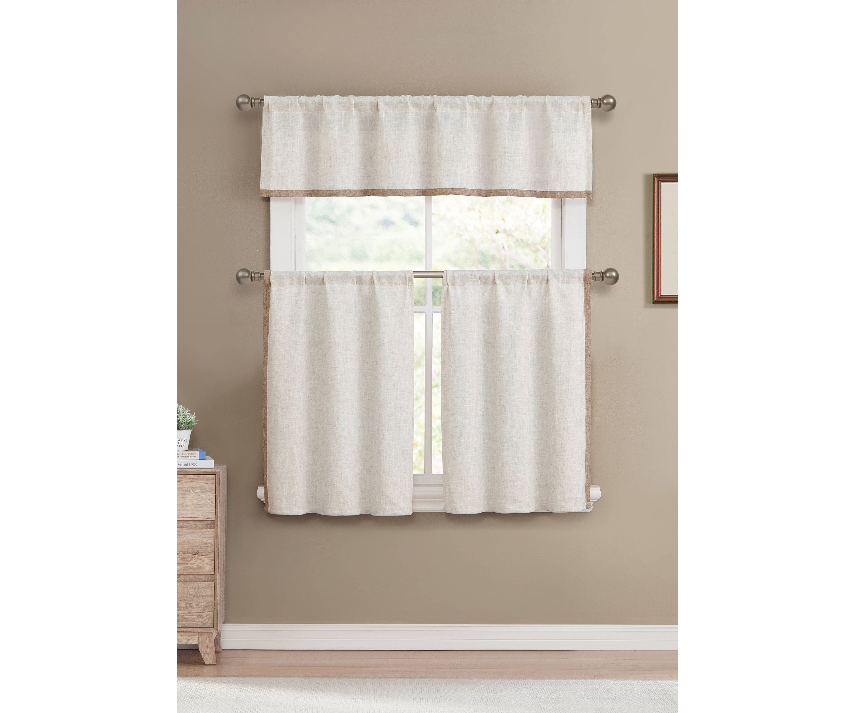Koti Solid Kitchen Curtain and Tier Set