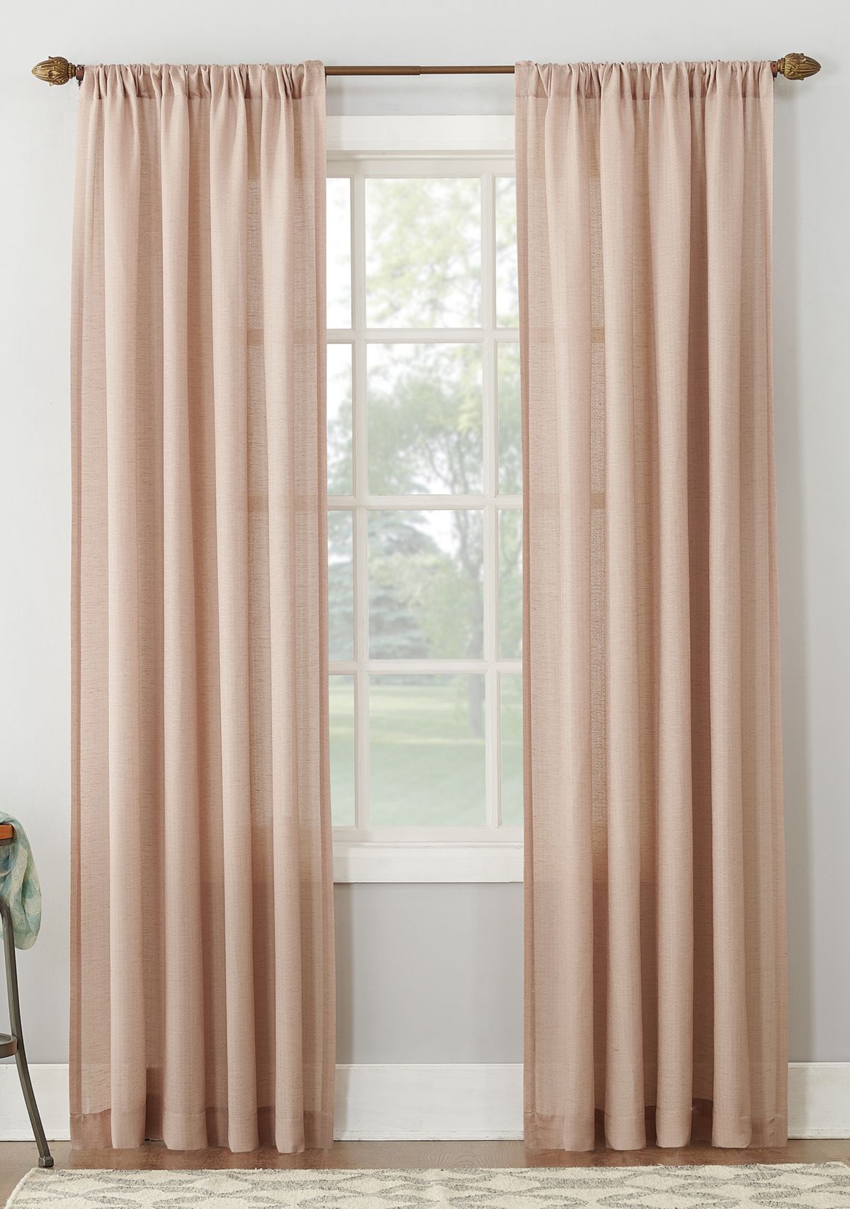 Amalfi Linen Blend Textured Sheer Rod Pocket Curtain Panel