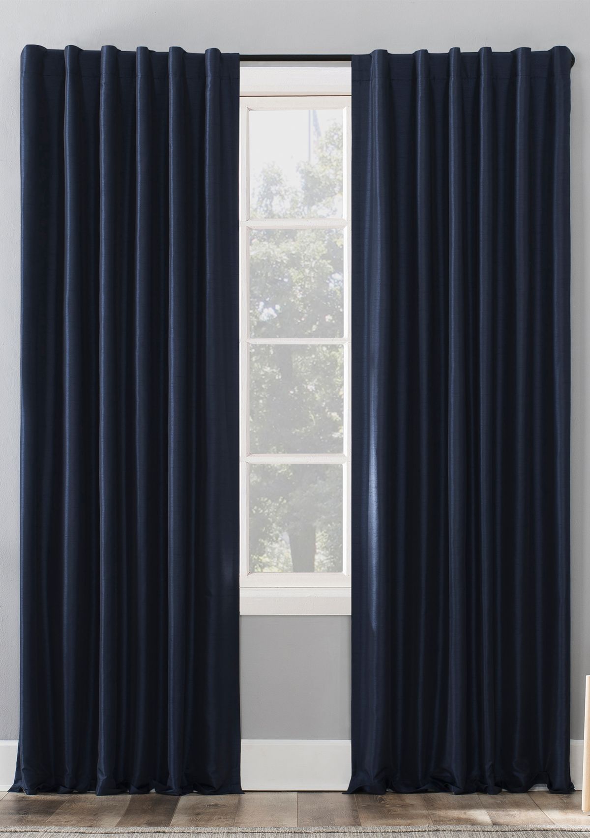 Evelina Faux Dupioni Silk Thermal Extreme Blackout Back Tab Window Curtains
