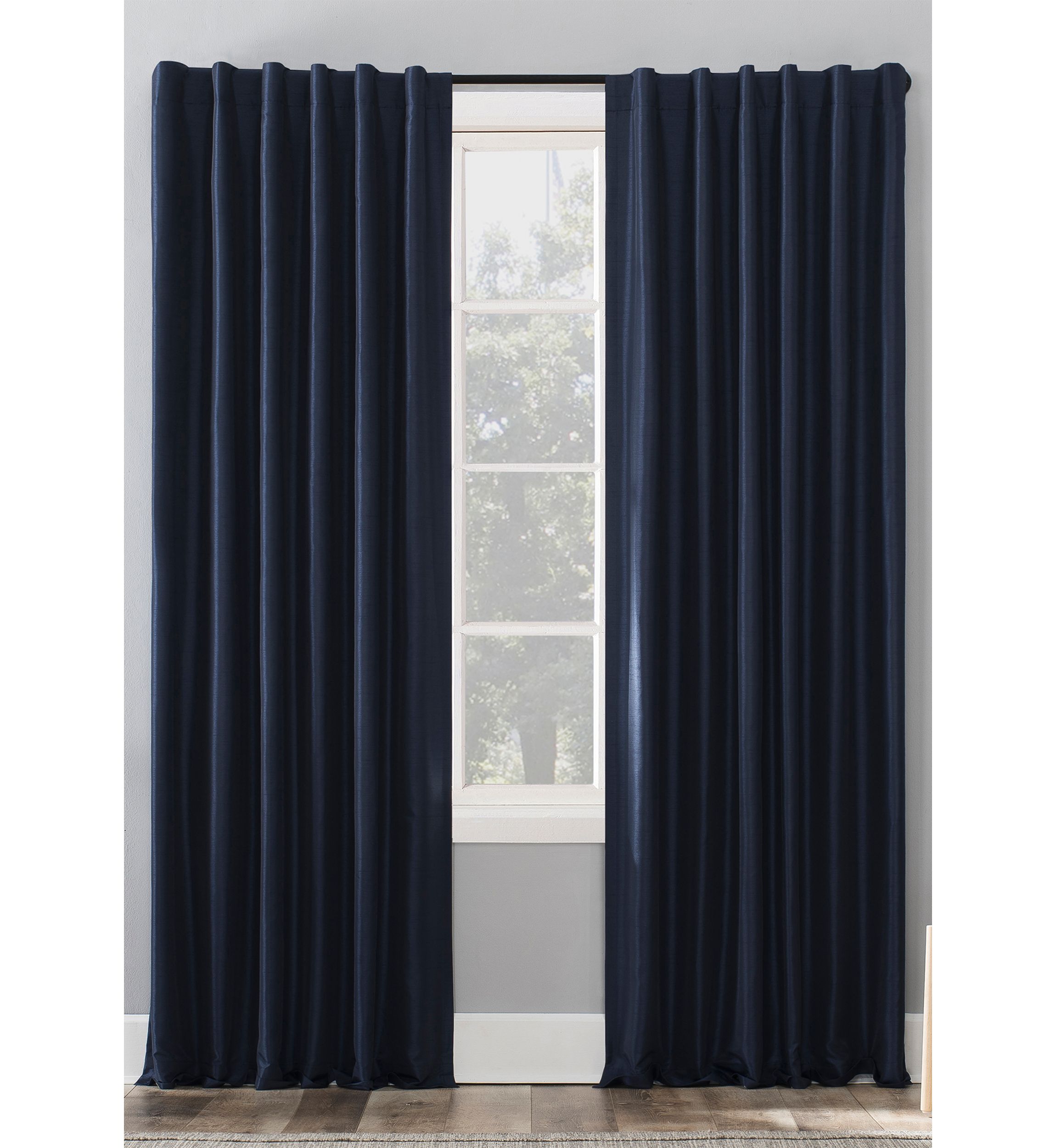 Evelina Faux Dupioni Silk Thermal Extreme Blackout Back Tab Window Curtains