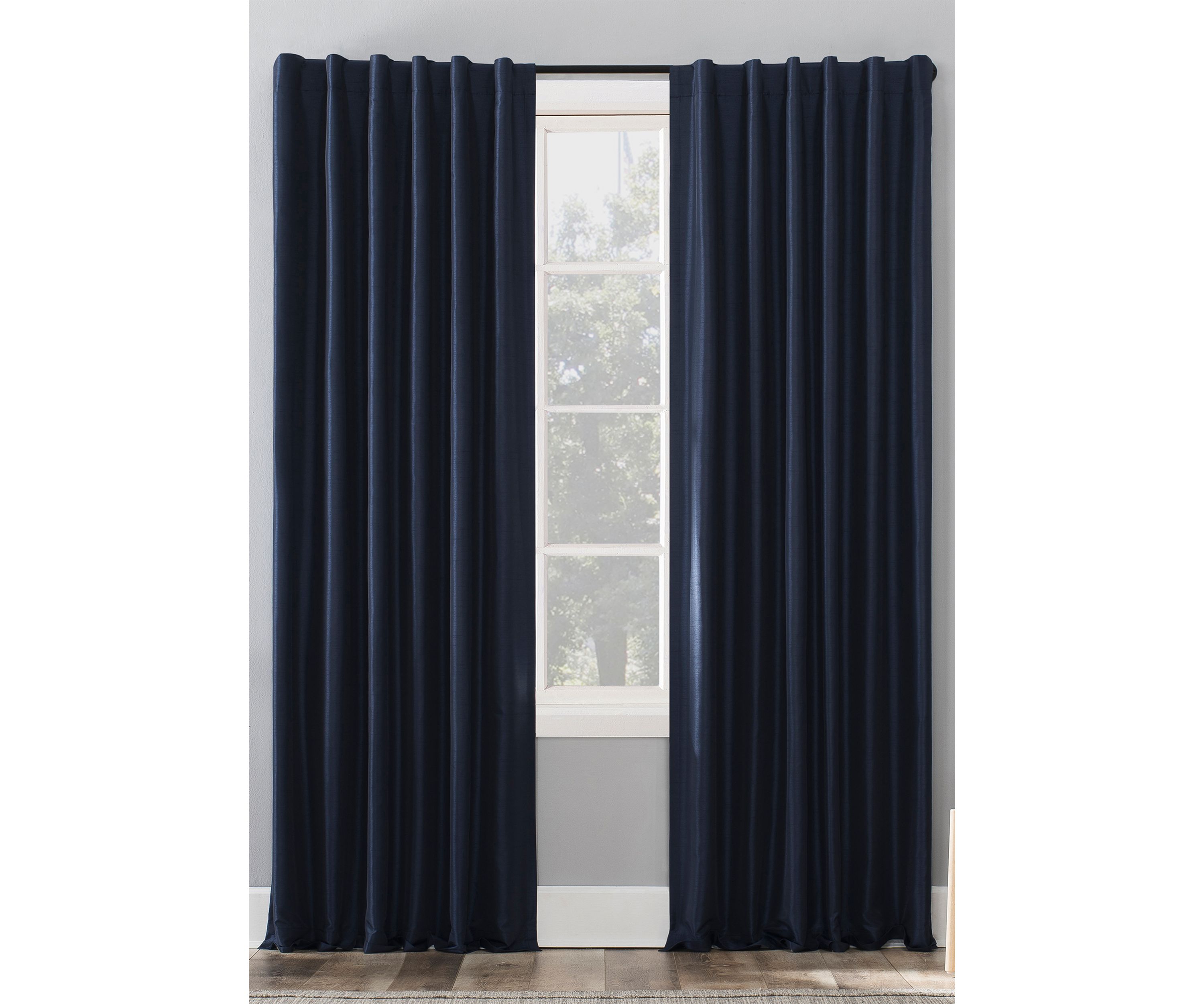 Evelina Faux Dupioni Silk Thermal Extreme Blackout Back Tab Window Curtains