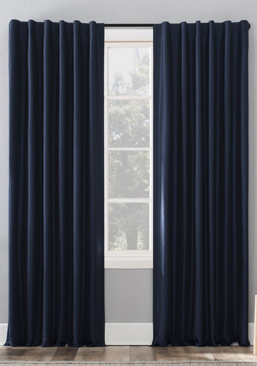 Evelina Faux Dupioni Silk Thermal Extreme Blackout Back Tab Window Curtains