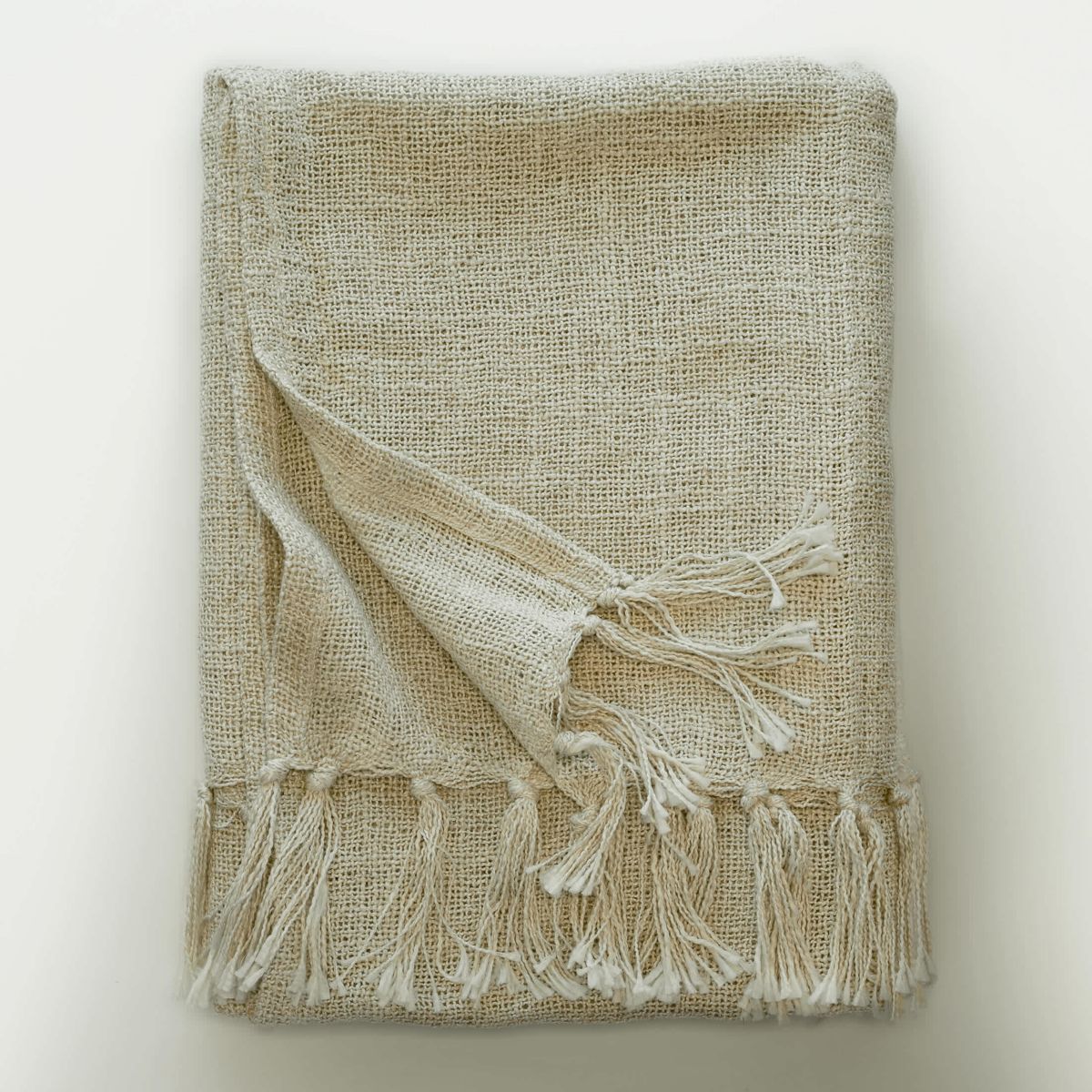 Olema Loose Weave Tasseled Linen Blend Throw