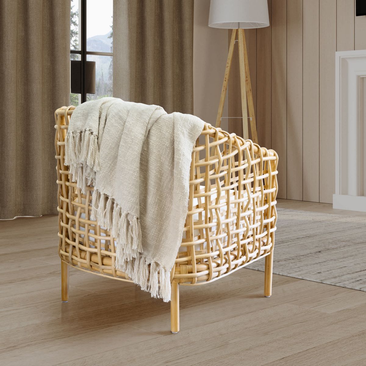 Olema Loose Weave Tasseled Linen Blend Throw