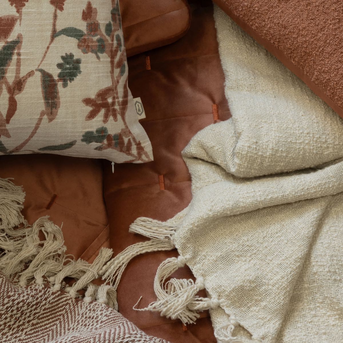 Olema Loose Weave Tasseled Linen Blend Throw