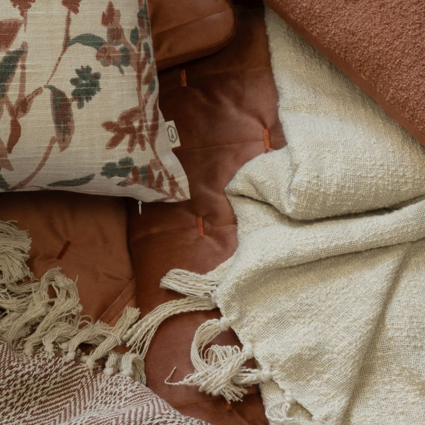 Olema Loose Weave Tasseled Linen Blend Throw