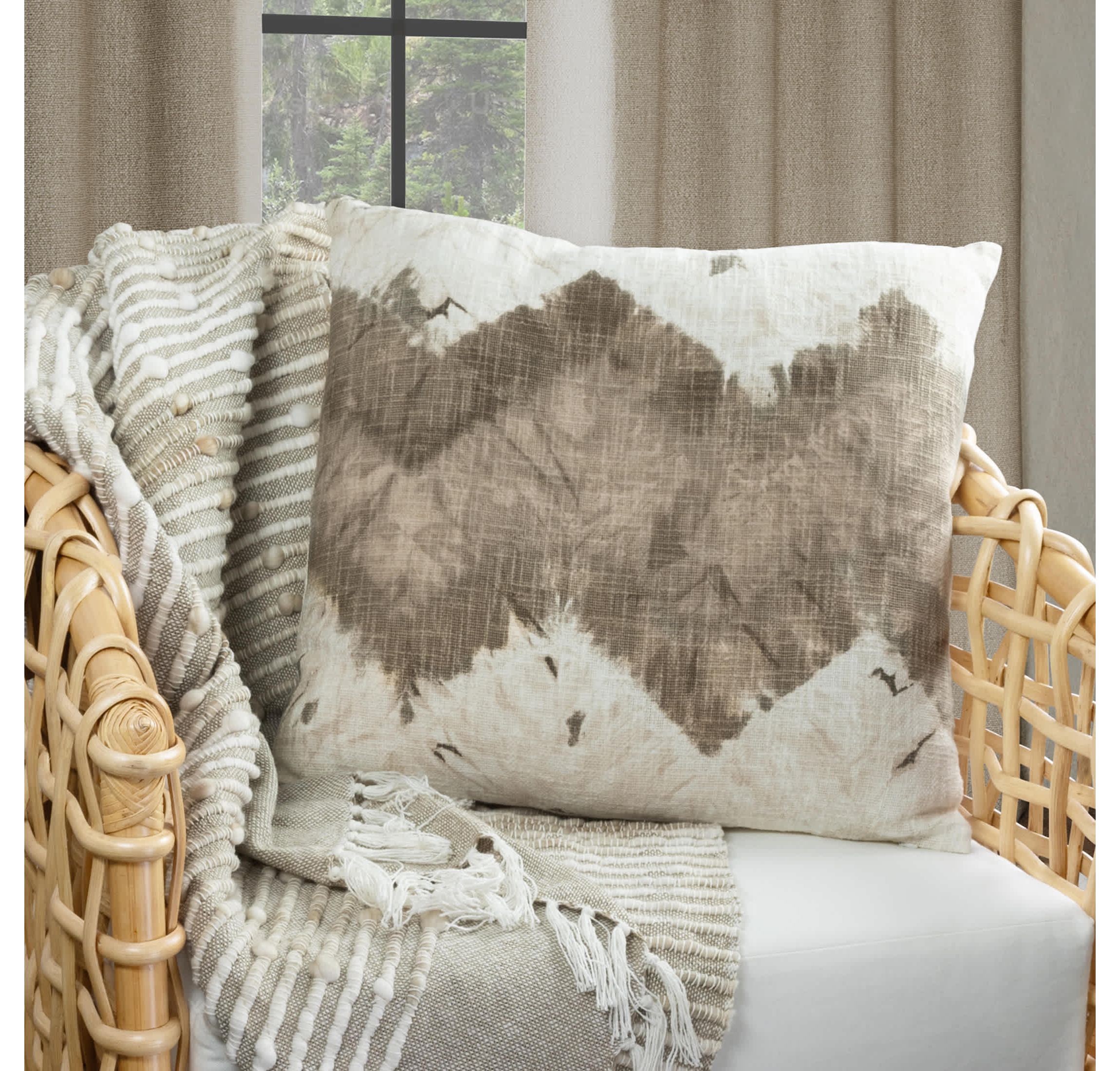 Damara Slub Stripe Tasseled Cotton Blend Throw