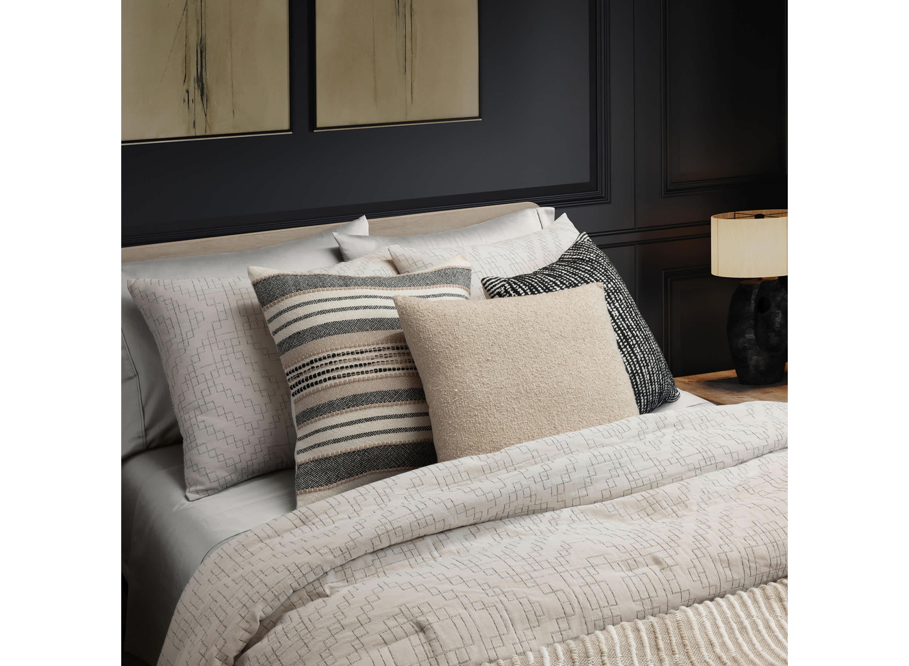 Azzo Multi-Weave Stripe 100% Cotton Decorative Pillow