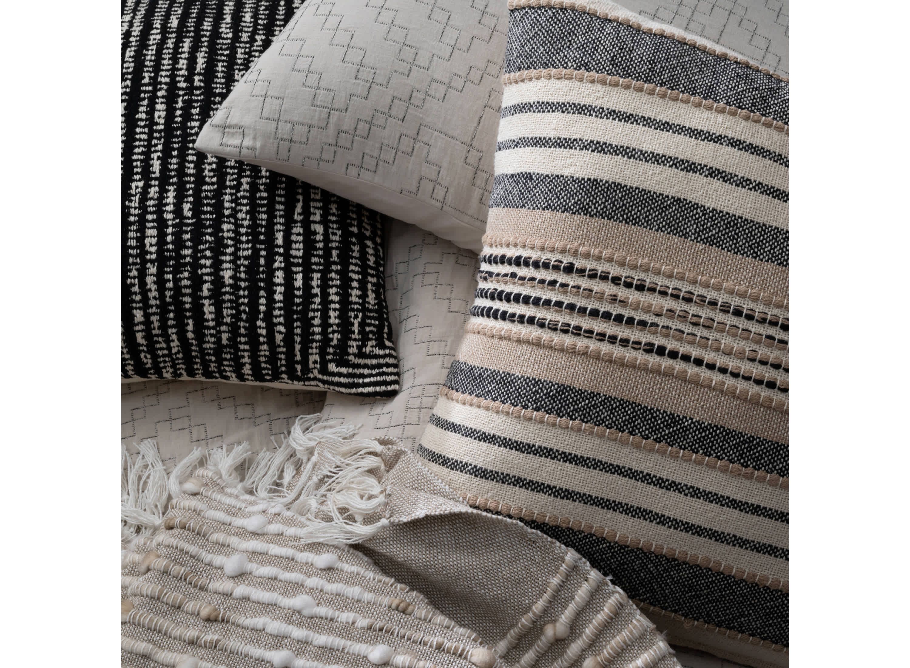 Azzo Multi-Weave Stripe 100% Cotton Decorative Pillow
