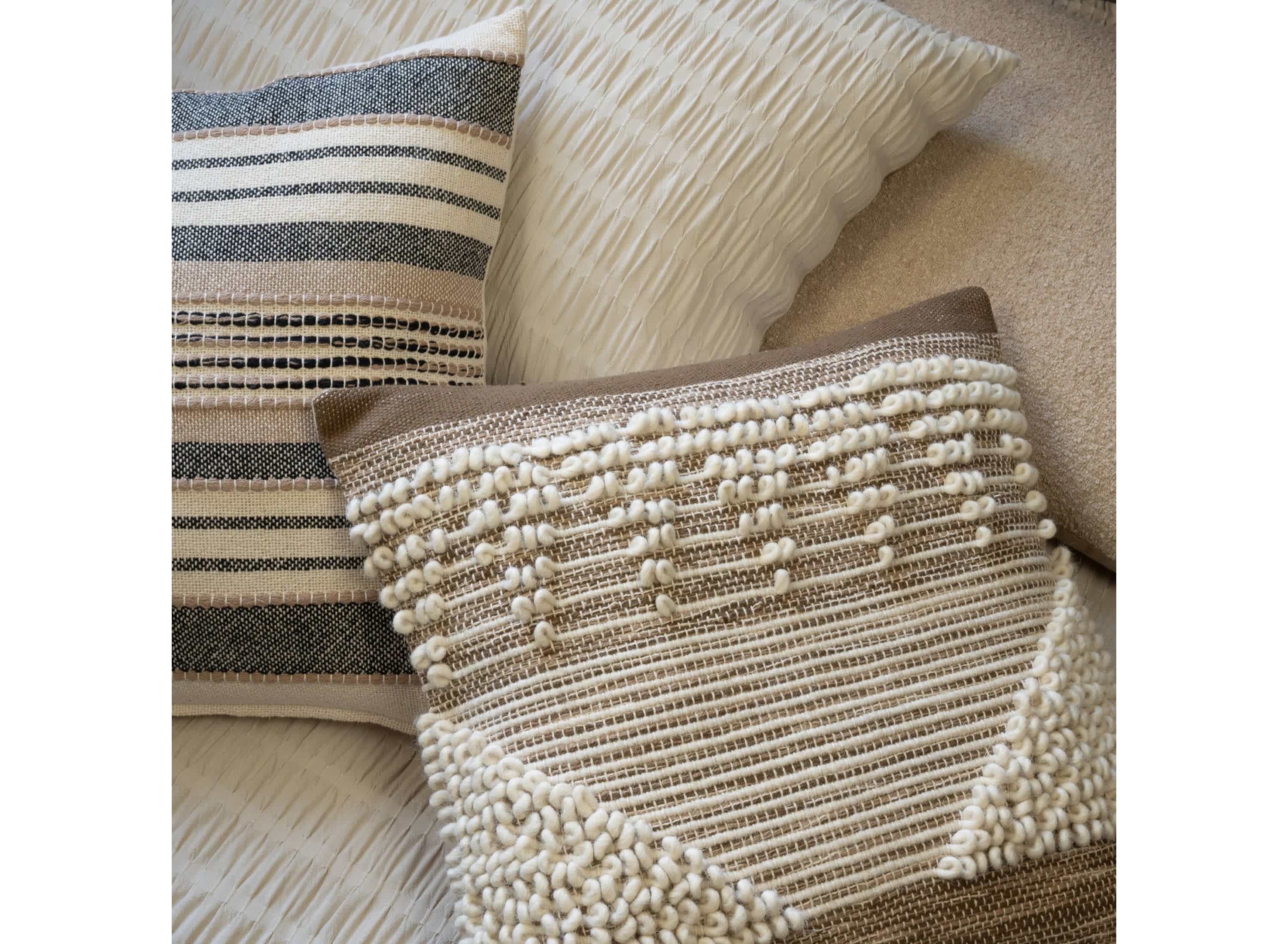 Chez Knotted Stripe Cotton Rich Decorative Pillow