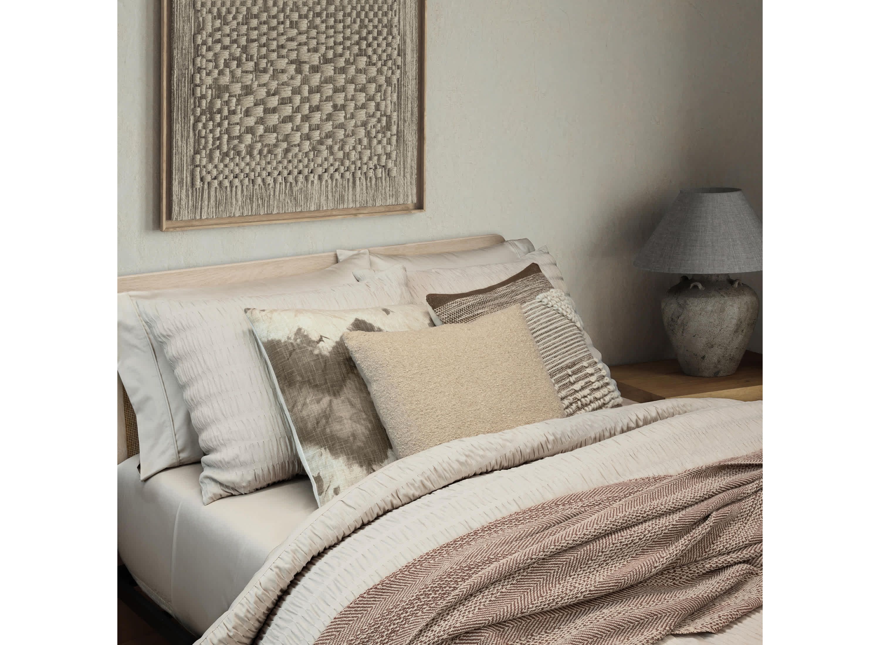 Chez Knotted Stripe Cotton Rich Decorative Pillow