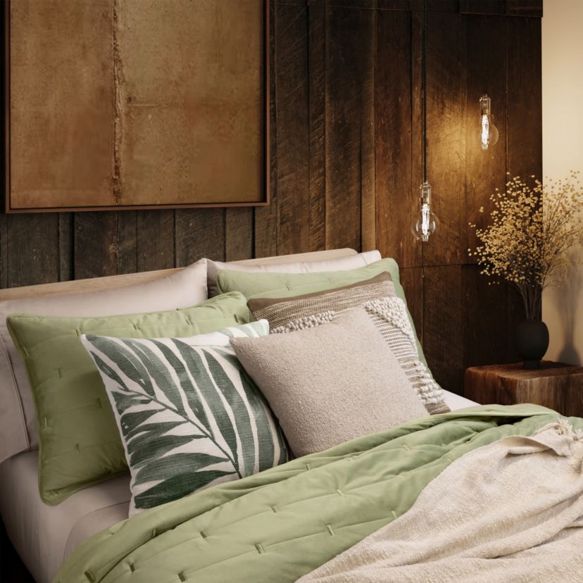 Kamaya Watercolor Palm 100% Cotton Decorative Pillow