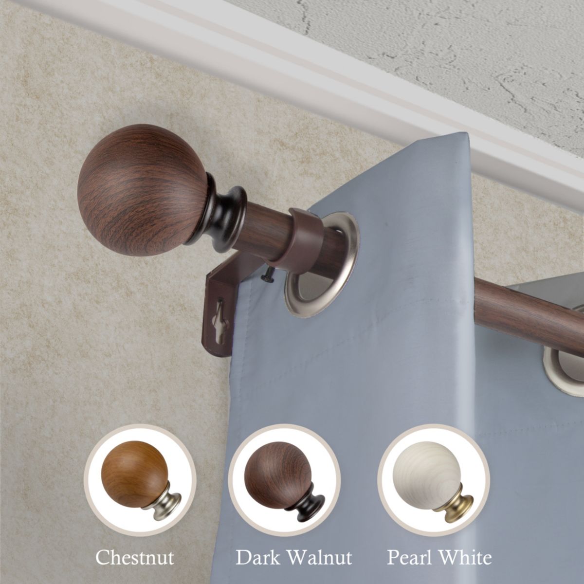 1" Finola Faux Wood Curtain Rod