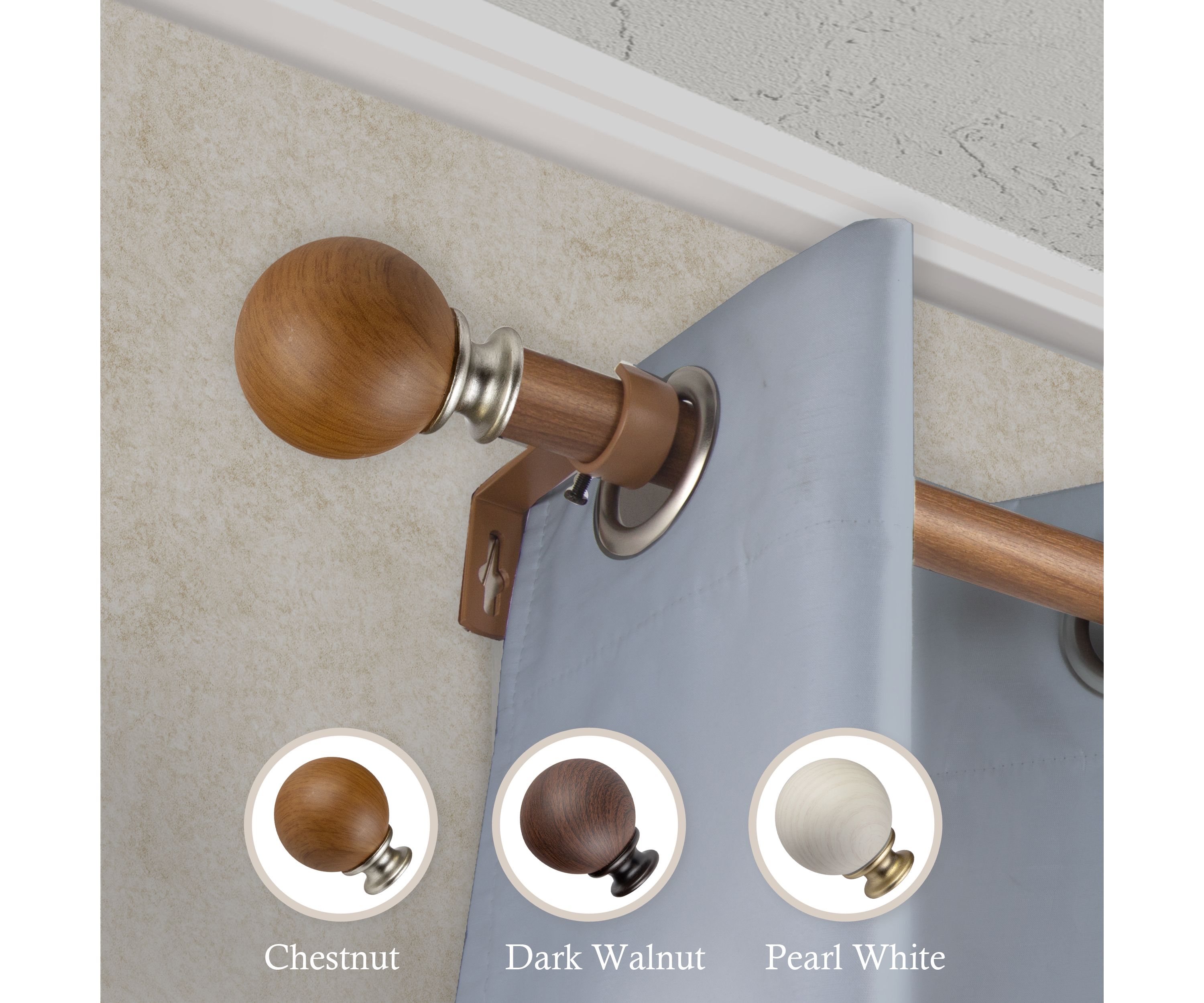 1" Finola Faux Wood Curtain Rod
