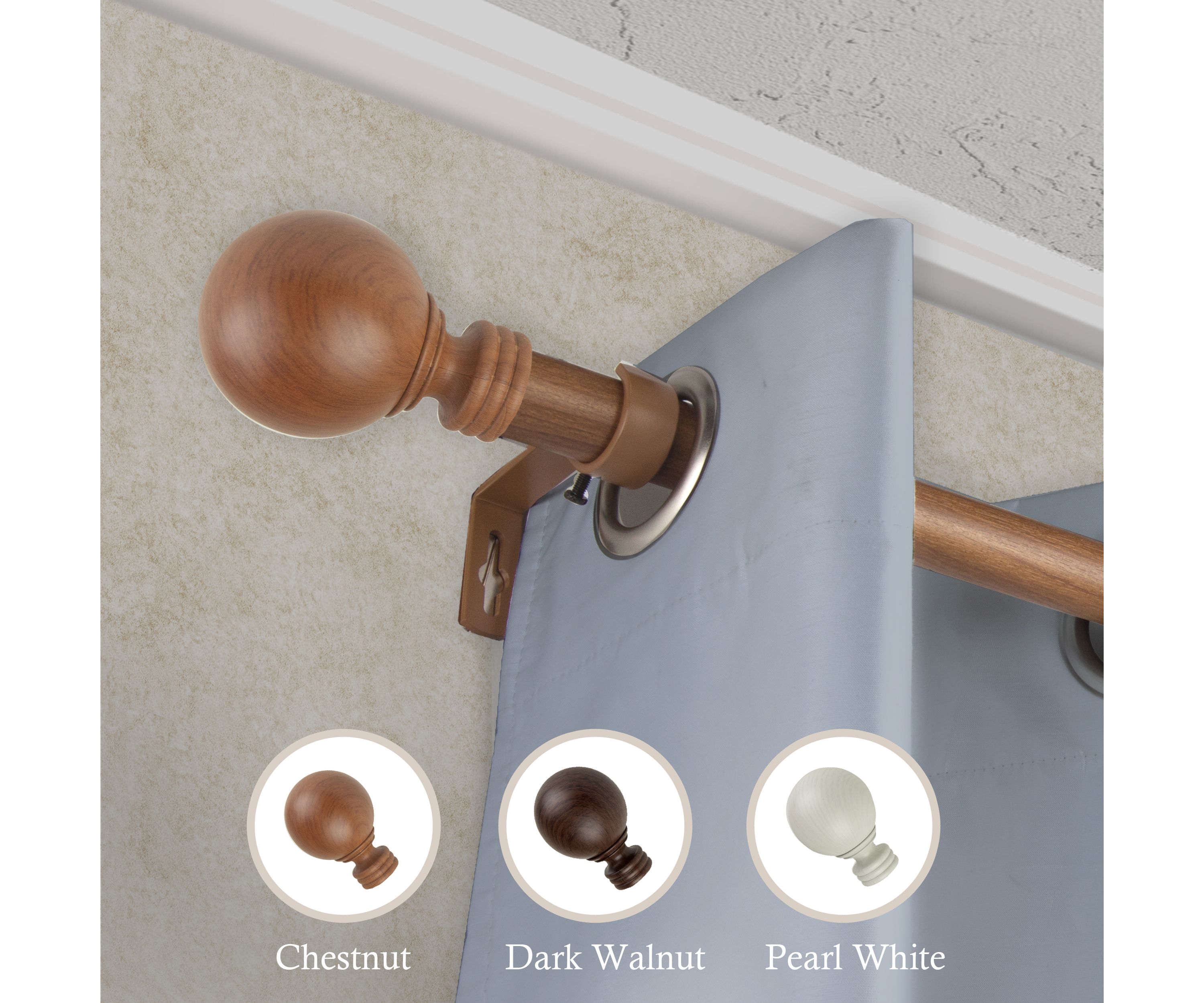 1" Globe Faux Wood Curtain Rod