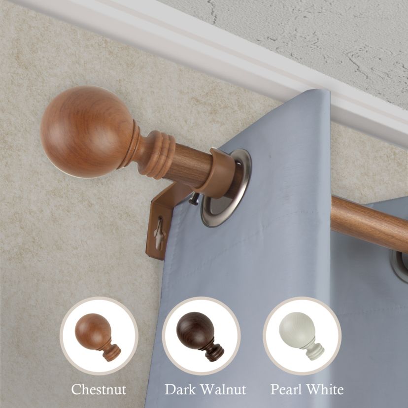 1" Globe Faux Wood Curtain Rod