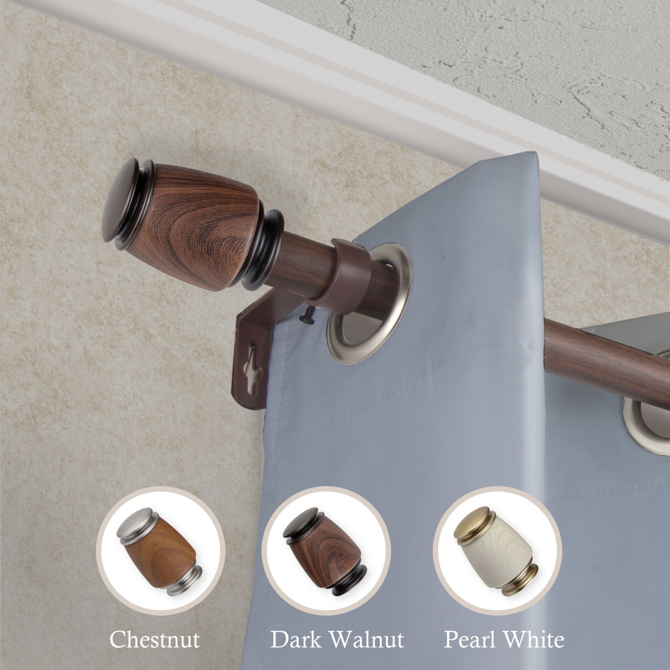 1" Romilda Faux Wood Curtain Rod