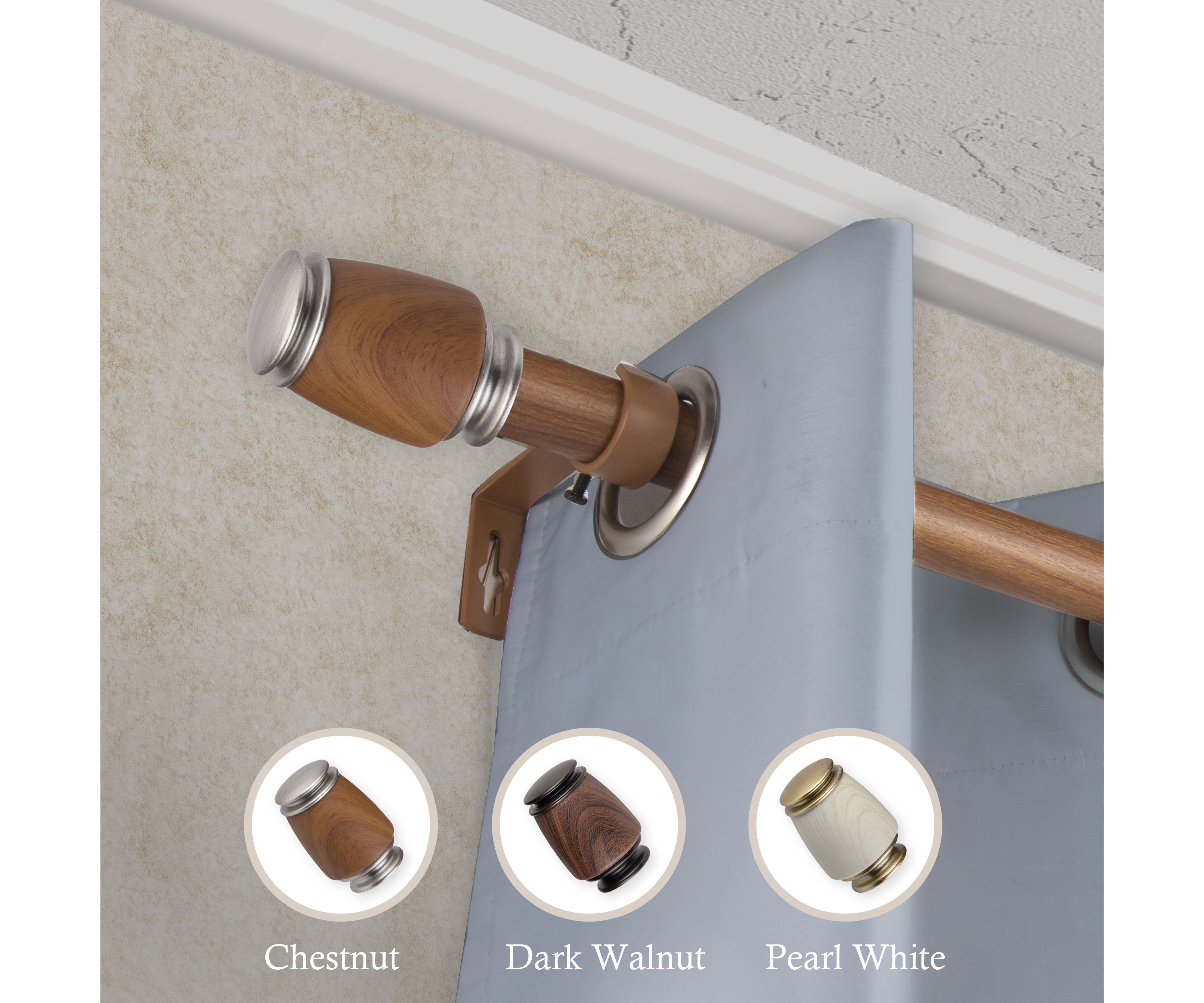 1" Romilda Faux Wood Curtain Rod