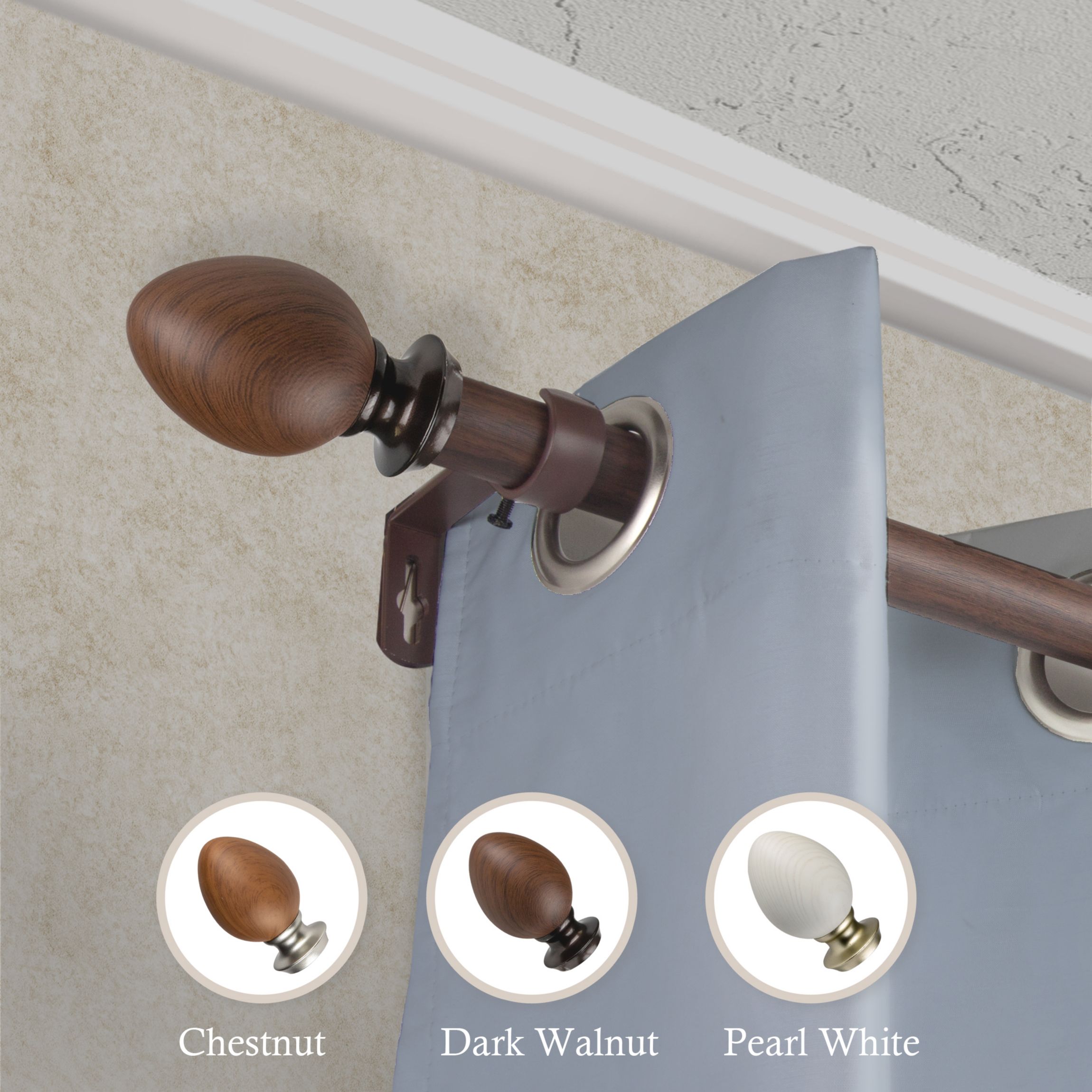 1" Ovate Faux Wood Curtain Rod