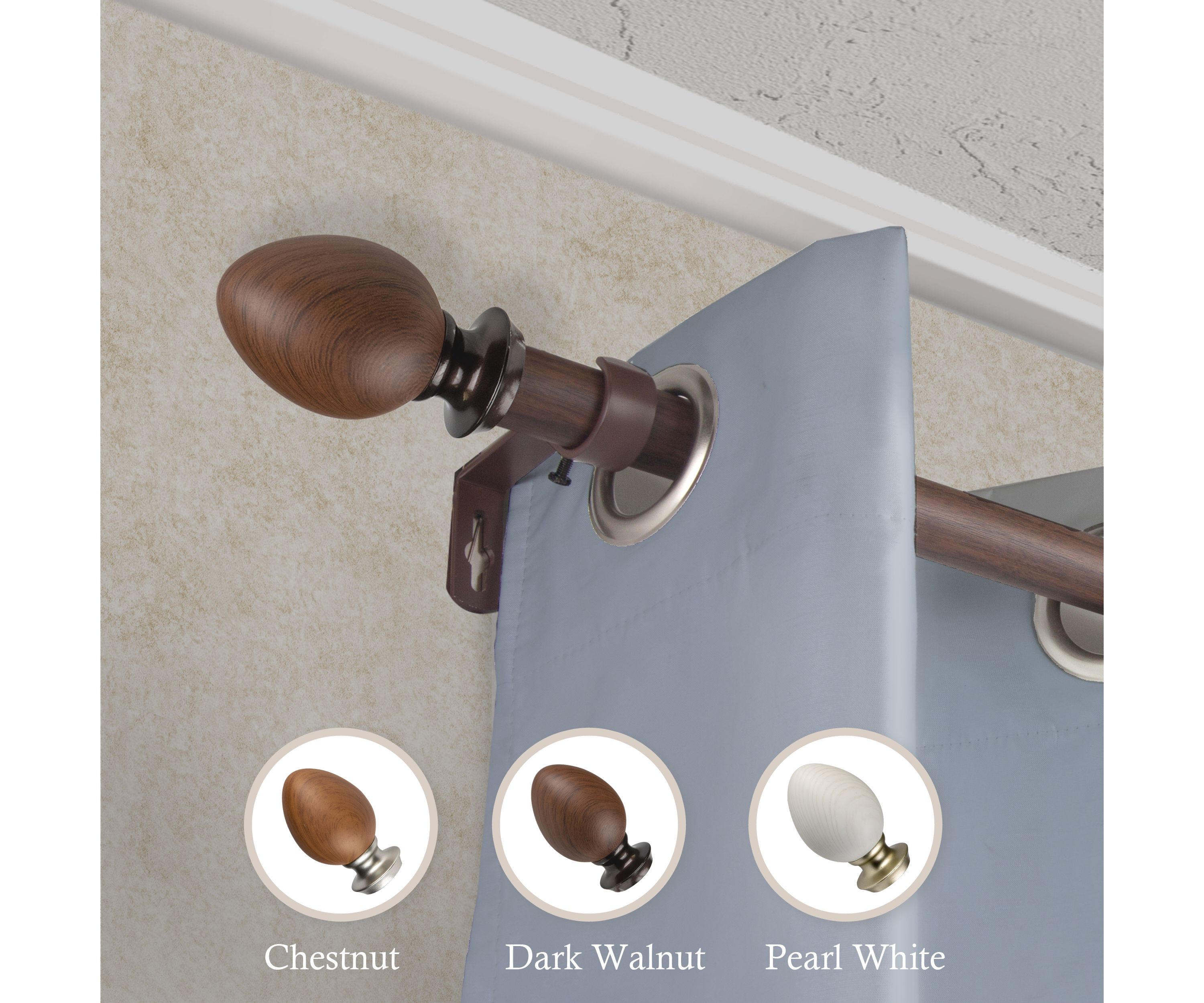 1" Ovate Faux Wood Curtain Rod