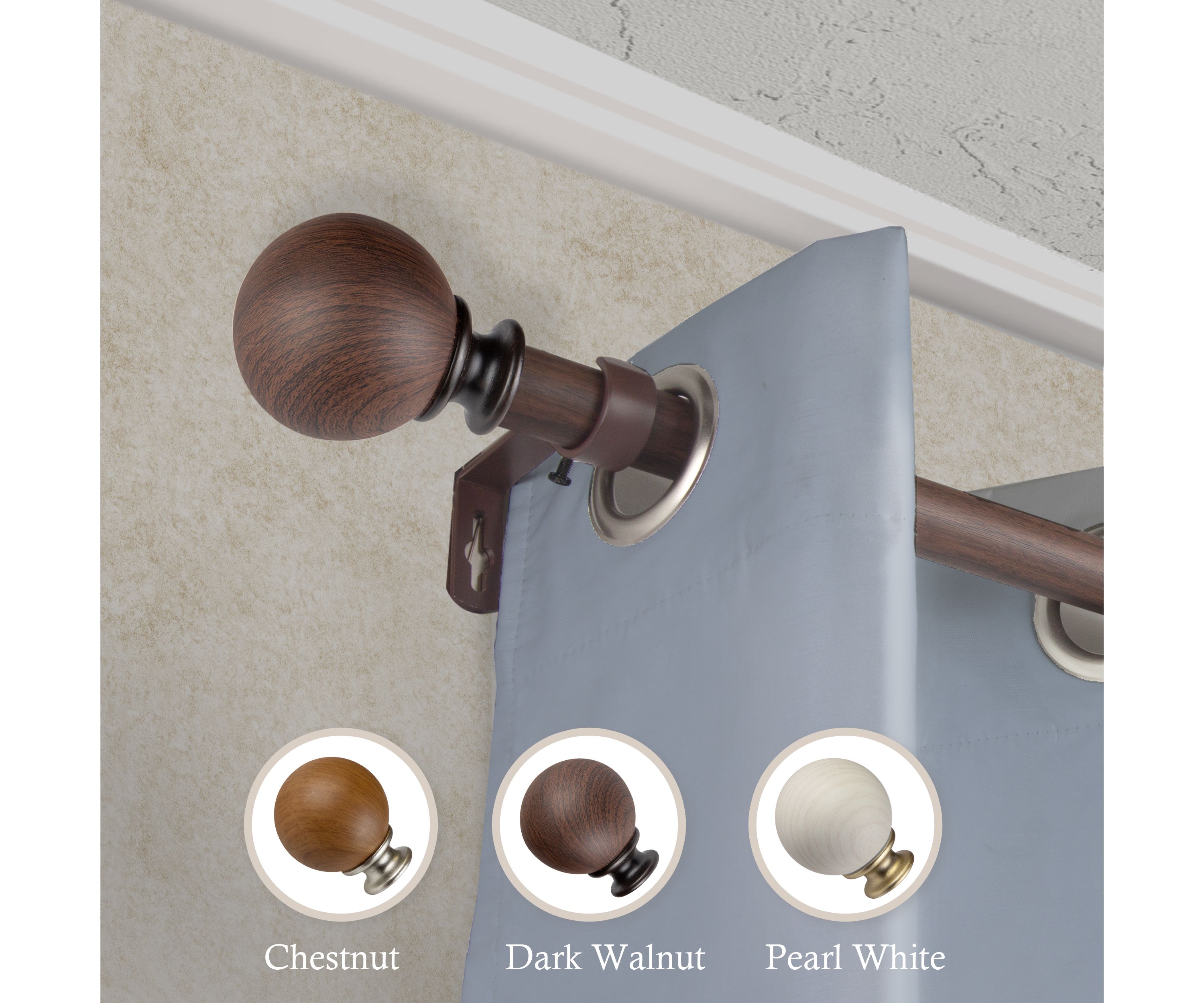 1" Finola Faux Wood Curtain Rod