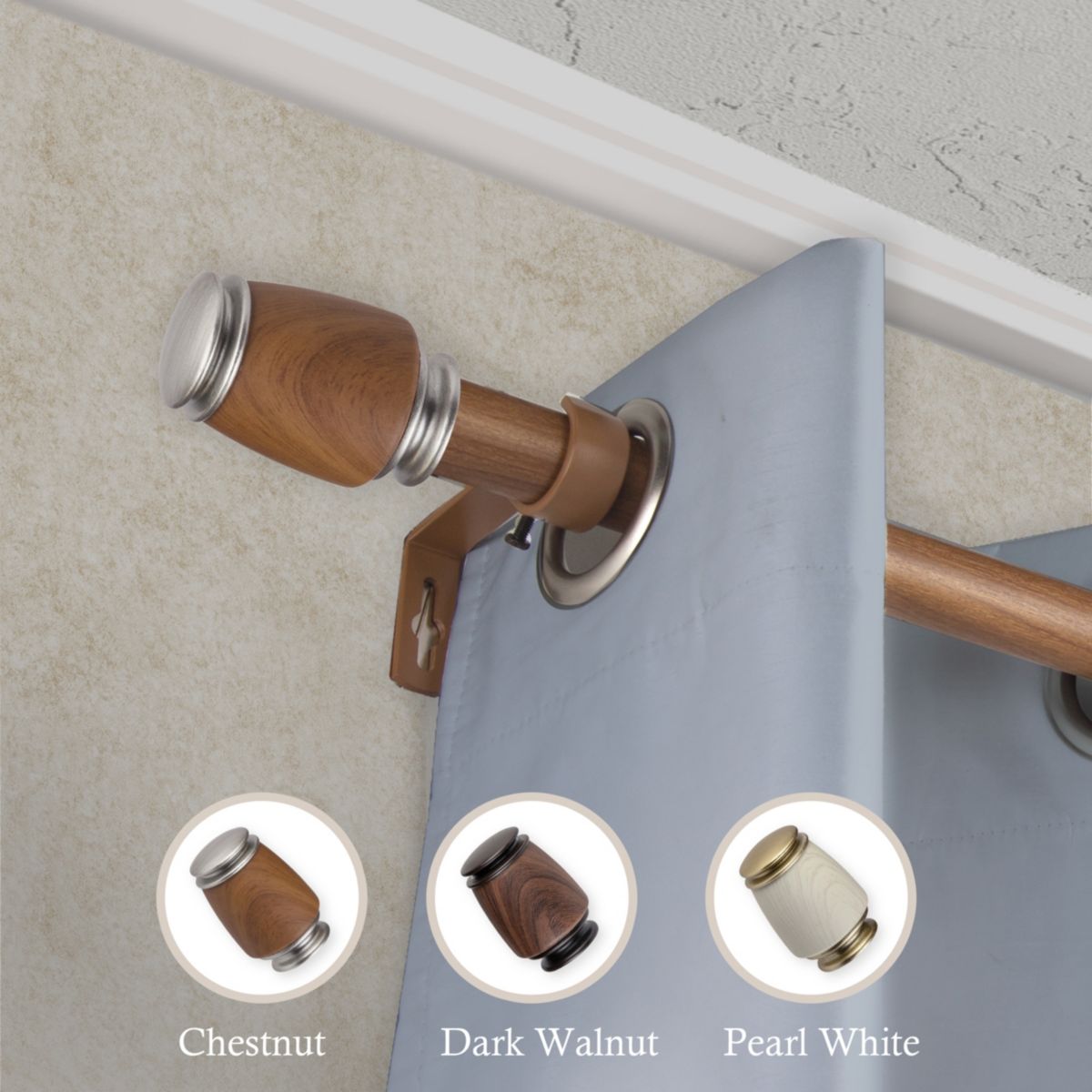 1" Romilda Faux Wood Curtain Rod