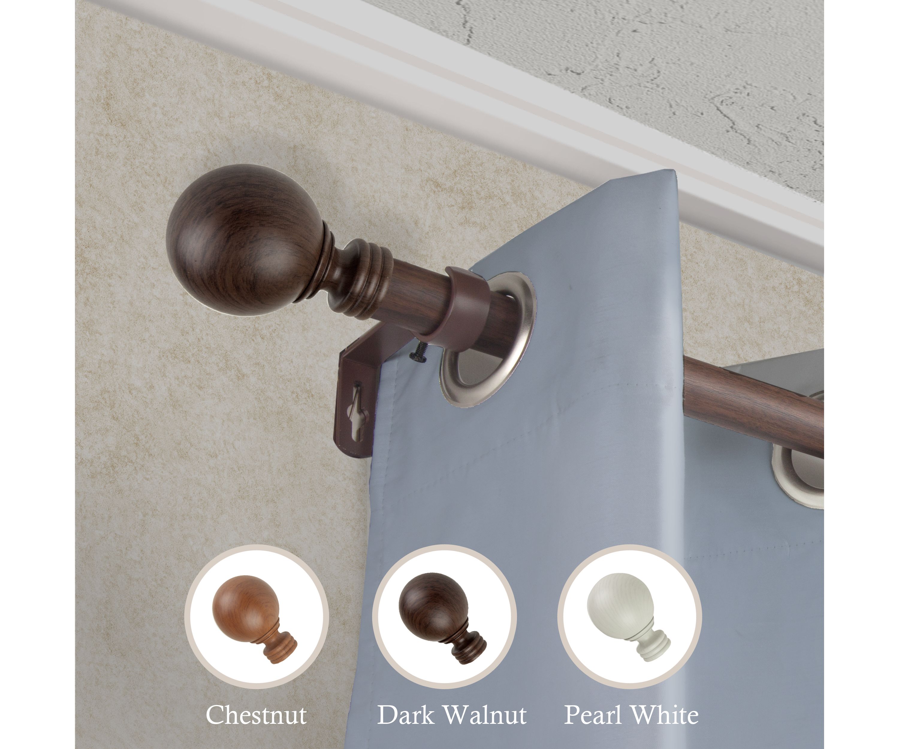 1" Globe Faux Wood Curtain Rod
