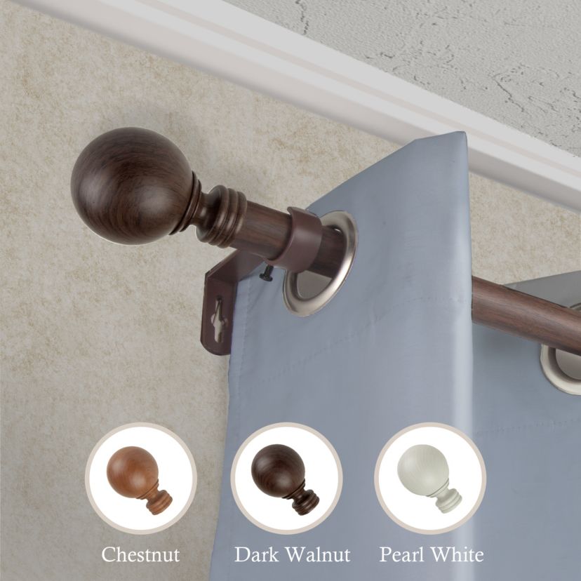 1" Globe Faux Wood Curtain Rod