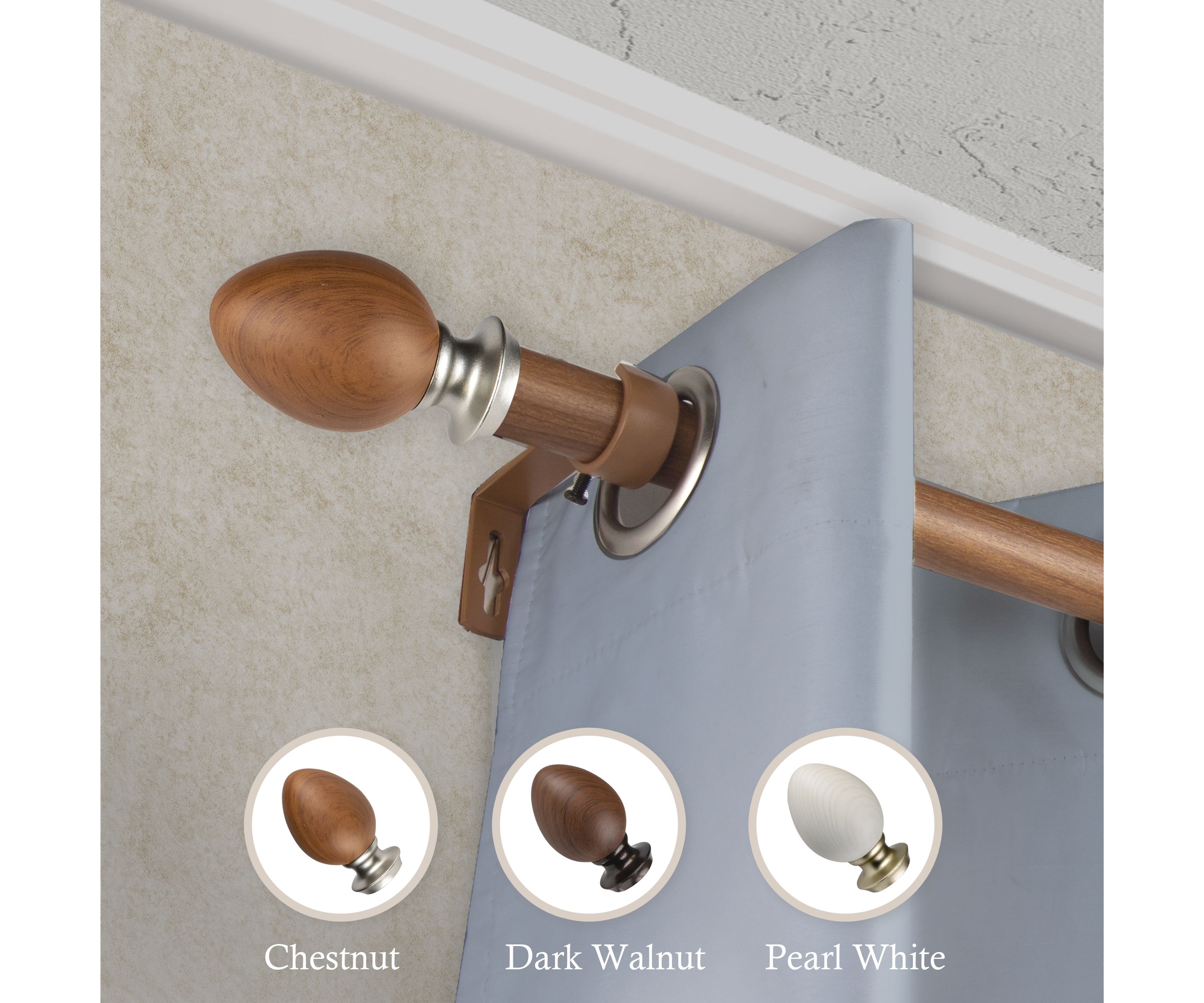1" Ovate Faux Wood Curtain Rod