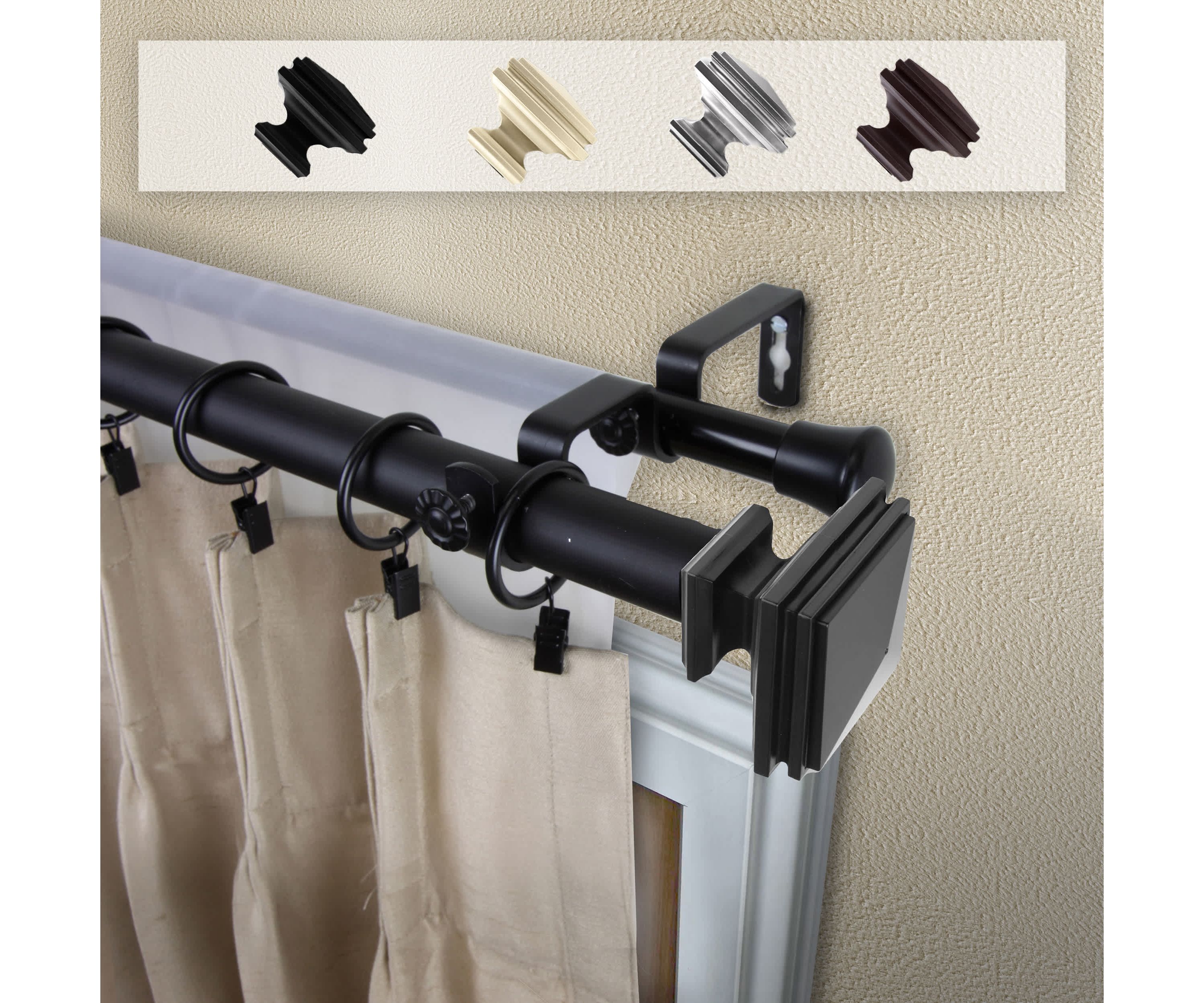 1" Bedpost Double Curtain Rod