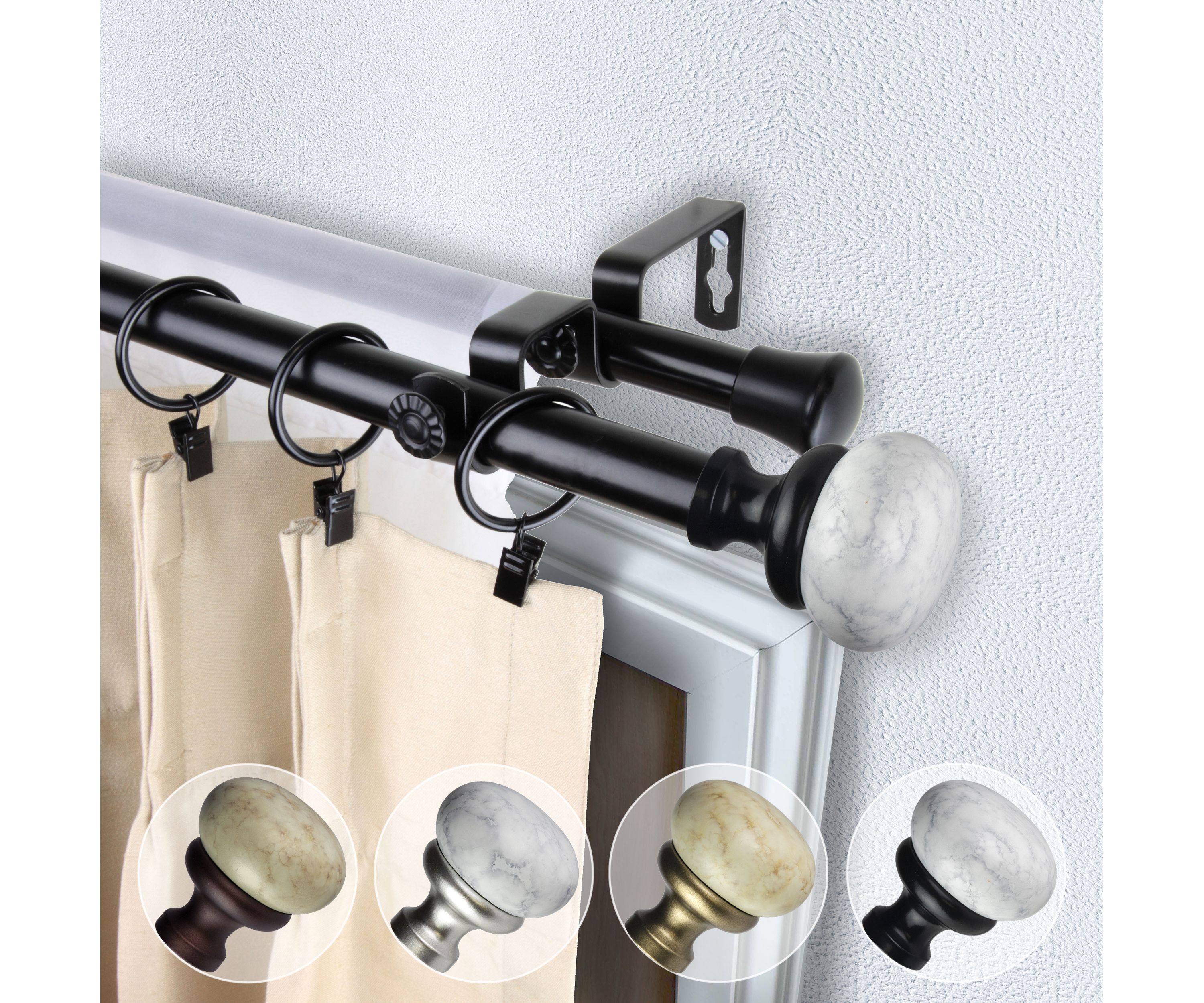13/16" Merlyn Double Curtain Rod