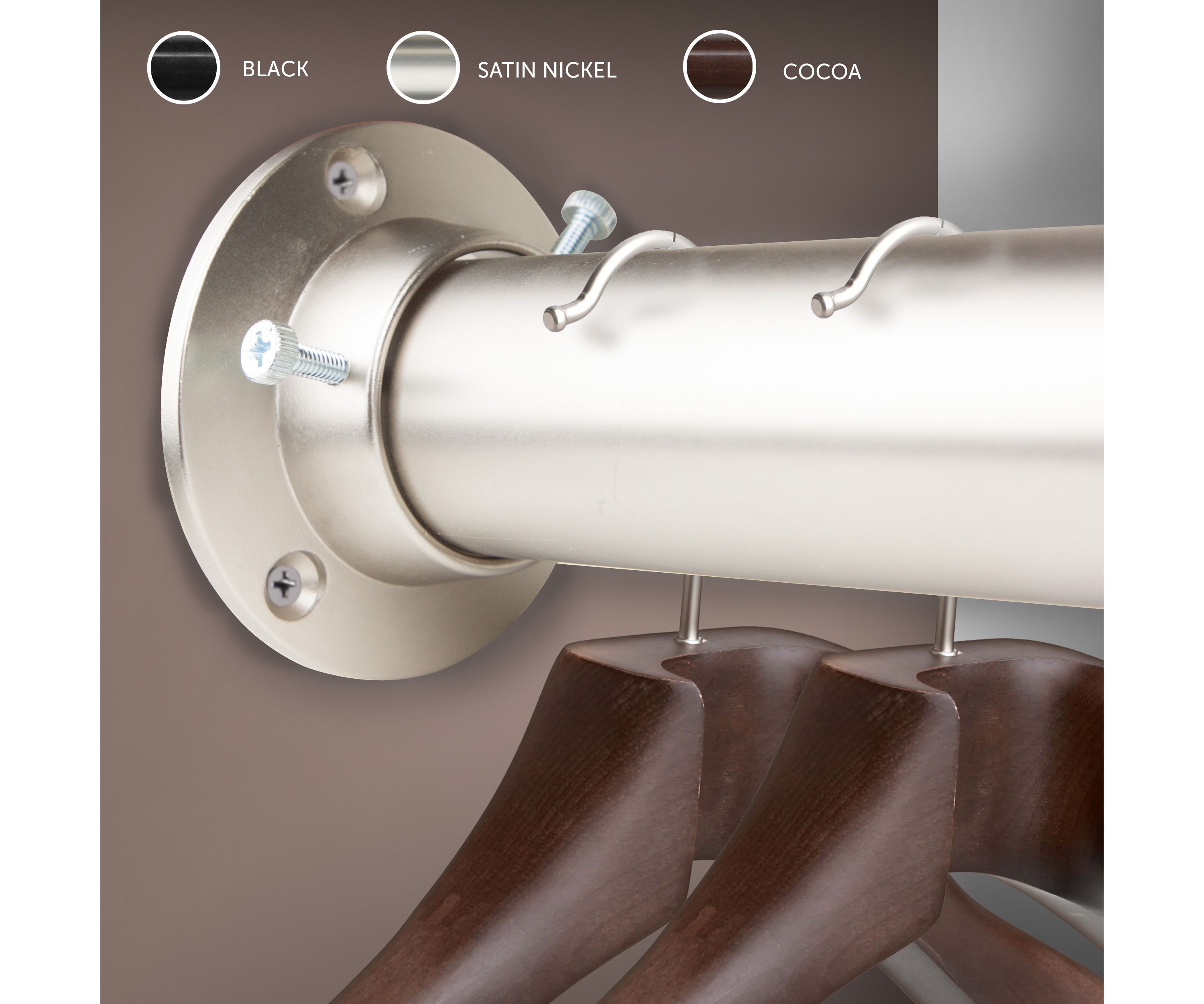 1.5" Adjustable Closet Rod & Socket Set