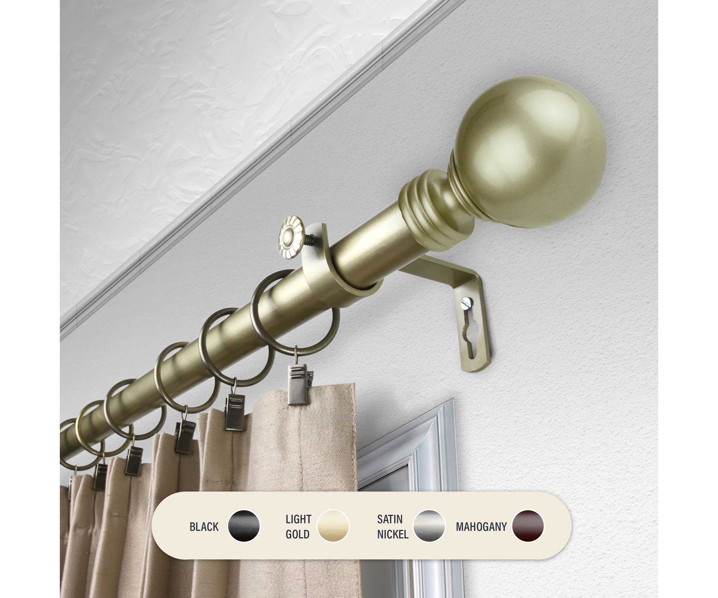 1" Globe Curtain Rod