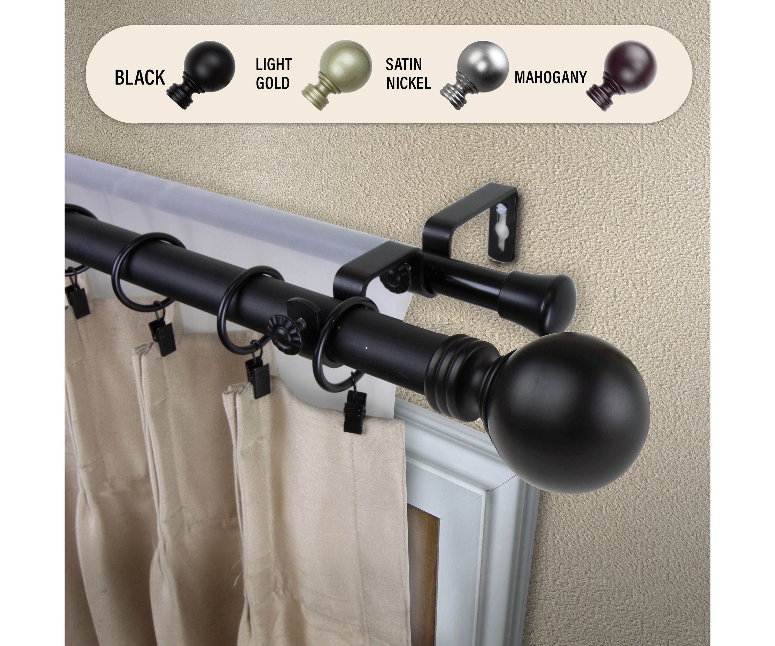 1" Blossom Double Curtain Rod