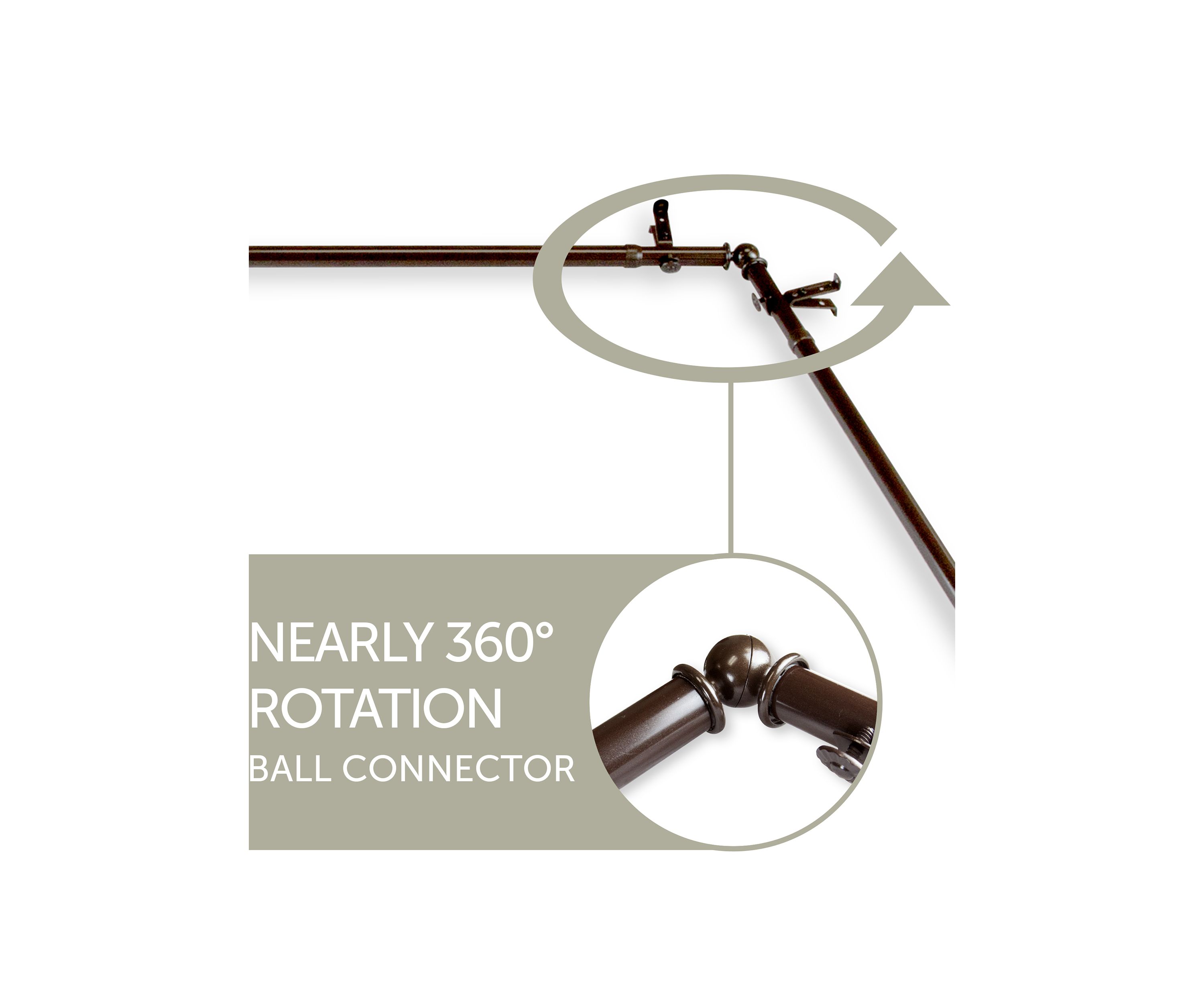 Bonbon Corner Window Curtain Rod - Expands 48 in to 84 in