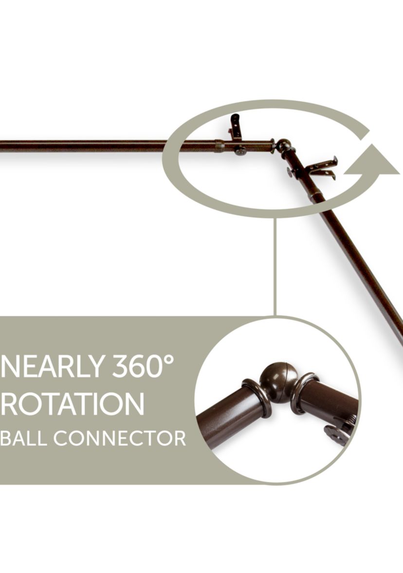 Bonbon Corner Window Curtain Rod - Expands 48 in to 84 in