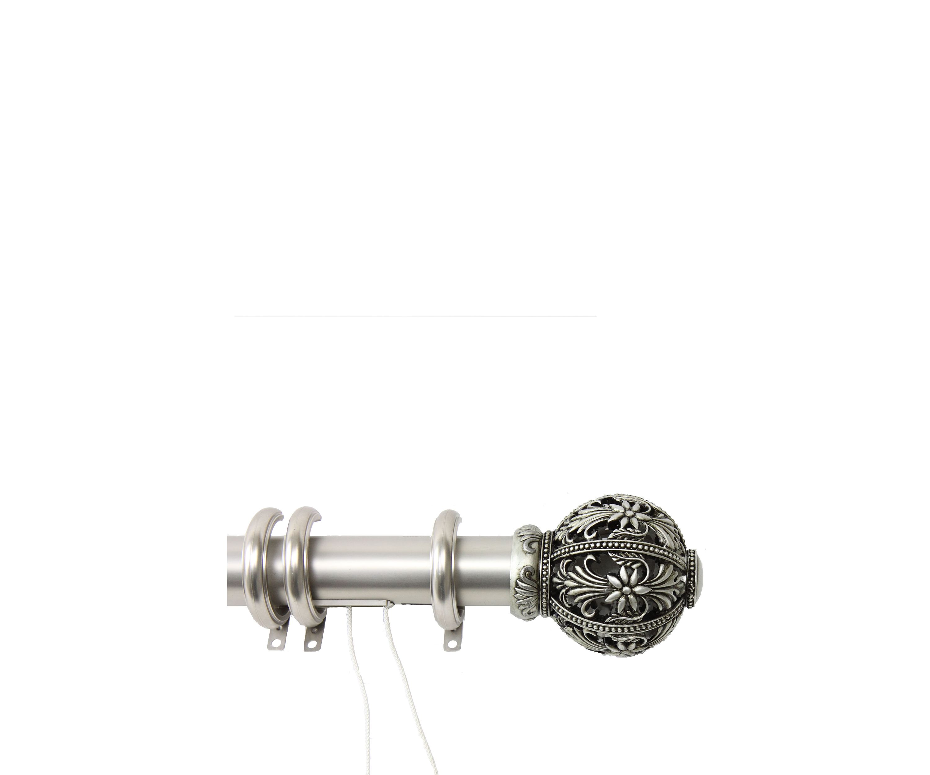 Decorative Traverse Rod with Rings Lacey Finial 