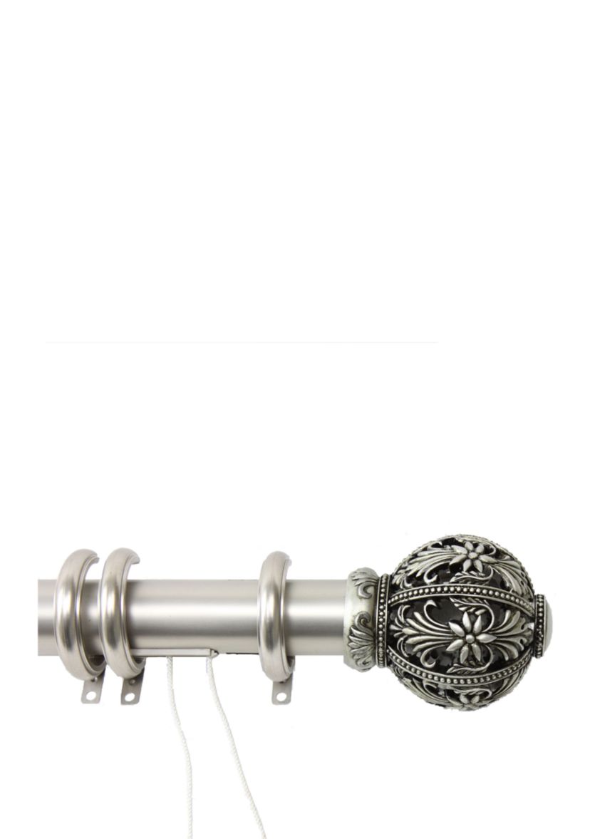 Decorative Traverse Rod with Rings Lacey Finial 