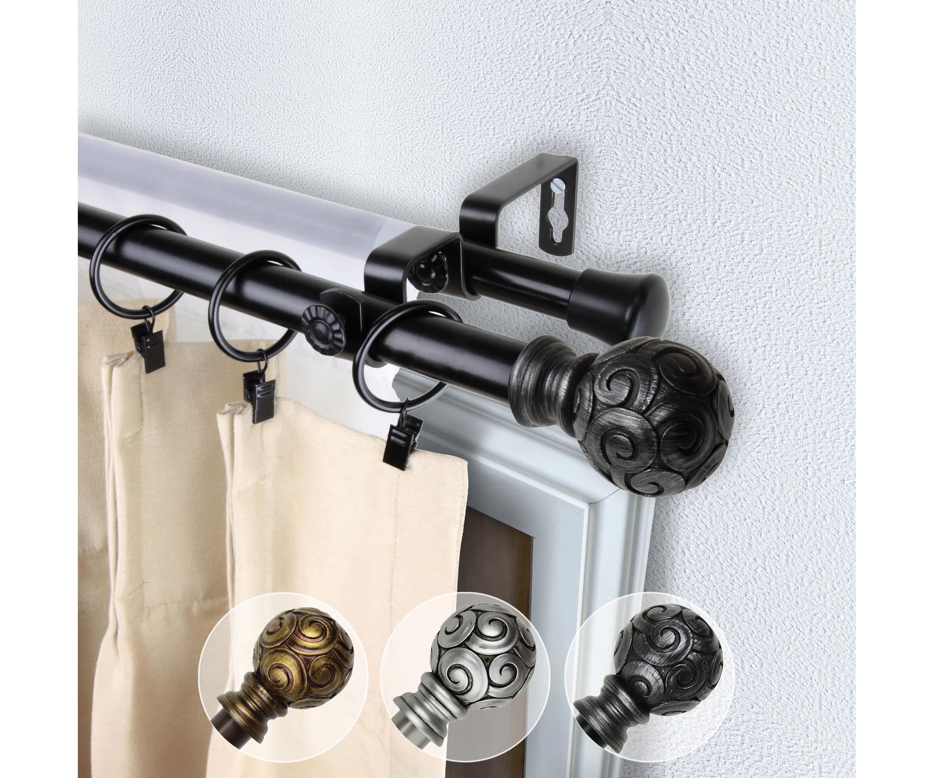 13/16" Bonbon Double Curtain Rod