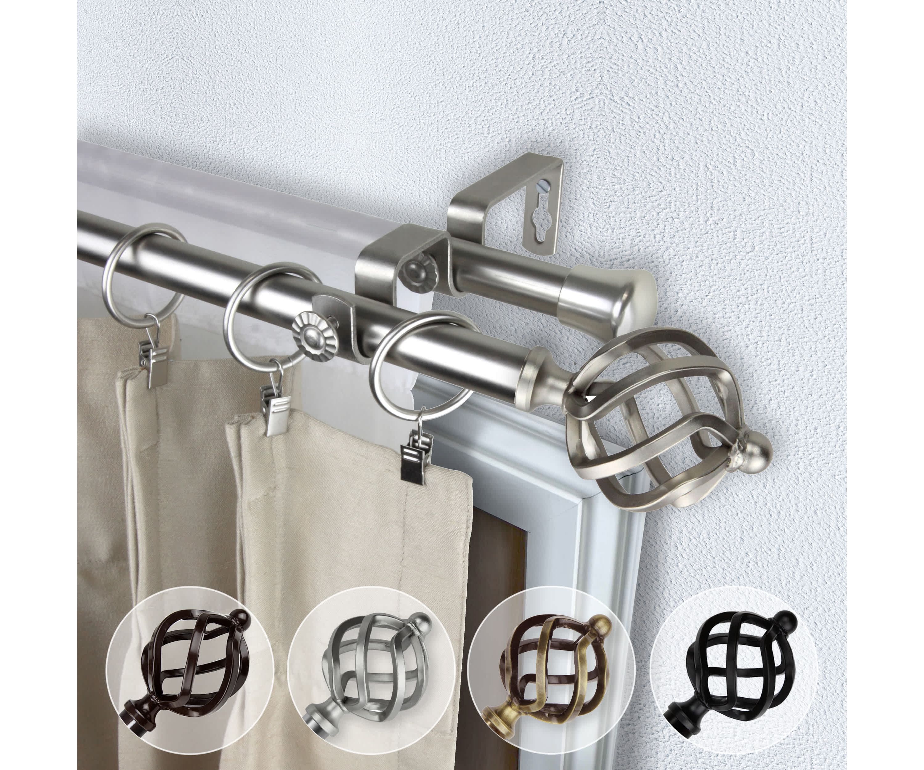 13/16" Twist Double Curtain Rod